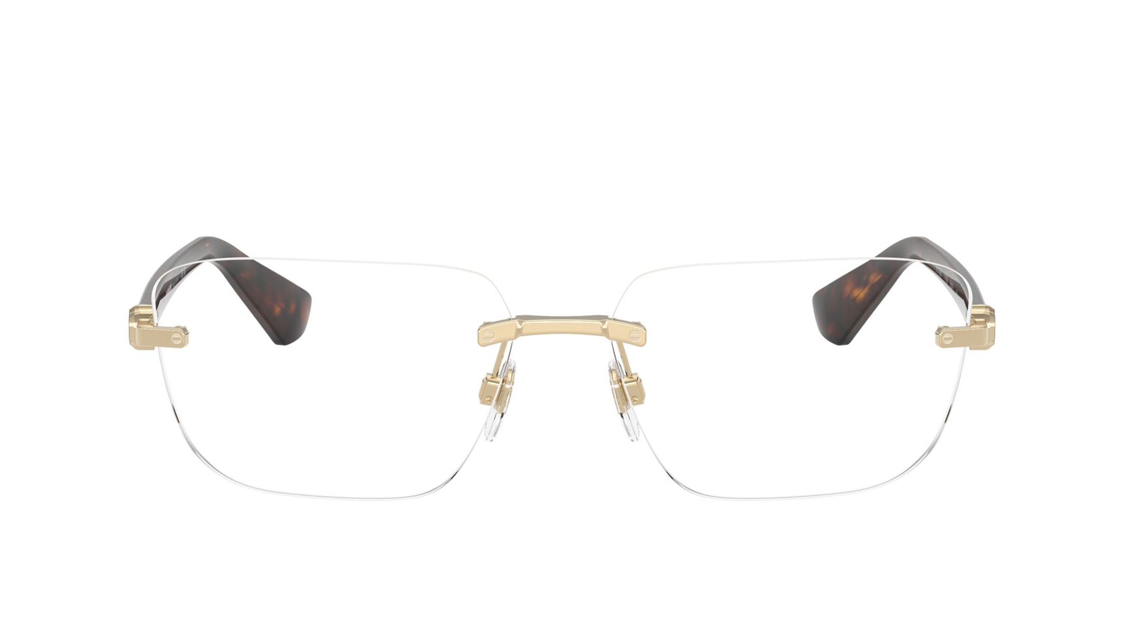 Image 1 of Gold Rectangle Eyeglasses for Men from Burberry Available at Titan Eye+