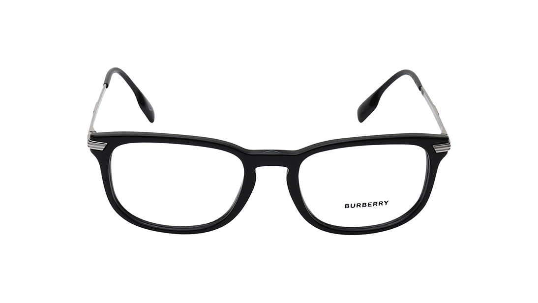 Image 1 of Black Rectangle Eyeglasses for Men from Burberry Available at Titan Eye+