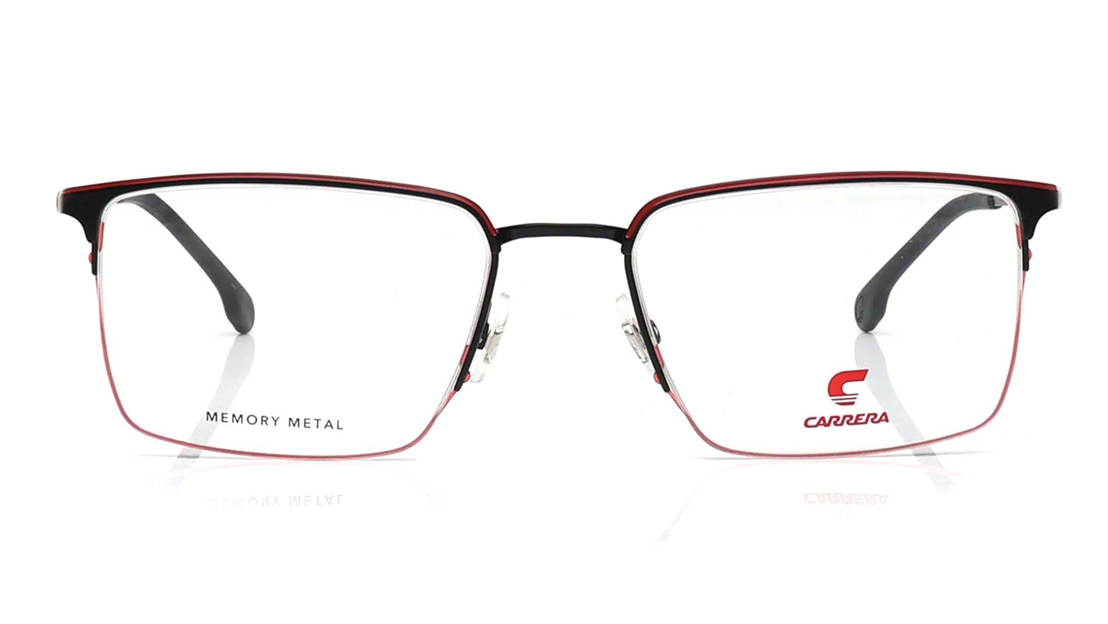Image 1 of Black Rectangle Rimless Eyeglasses for Men from Carrera Available at Titan Eye+