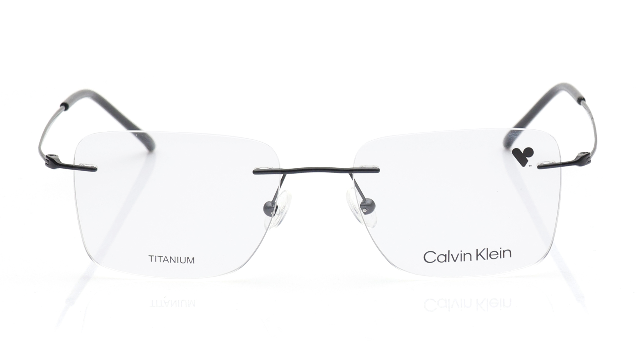 Image 1 of Black Square Eyeglasses for Men from Calvin Klein Available at Titan Eye+