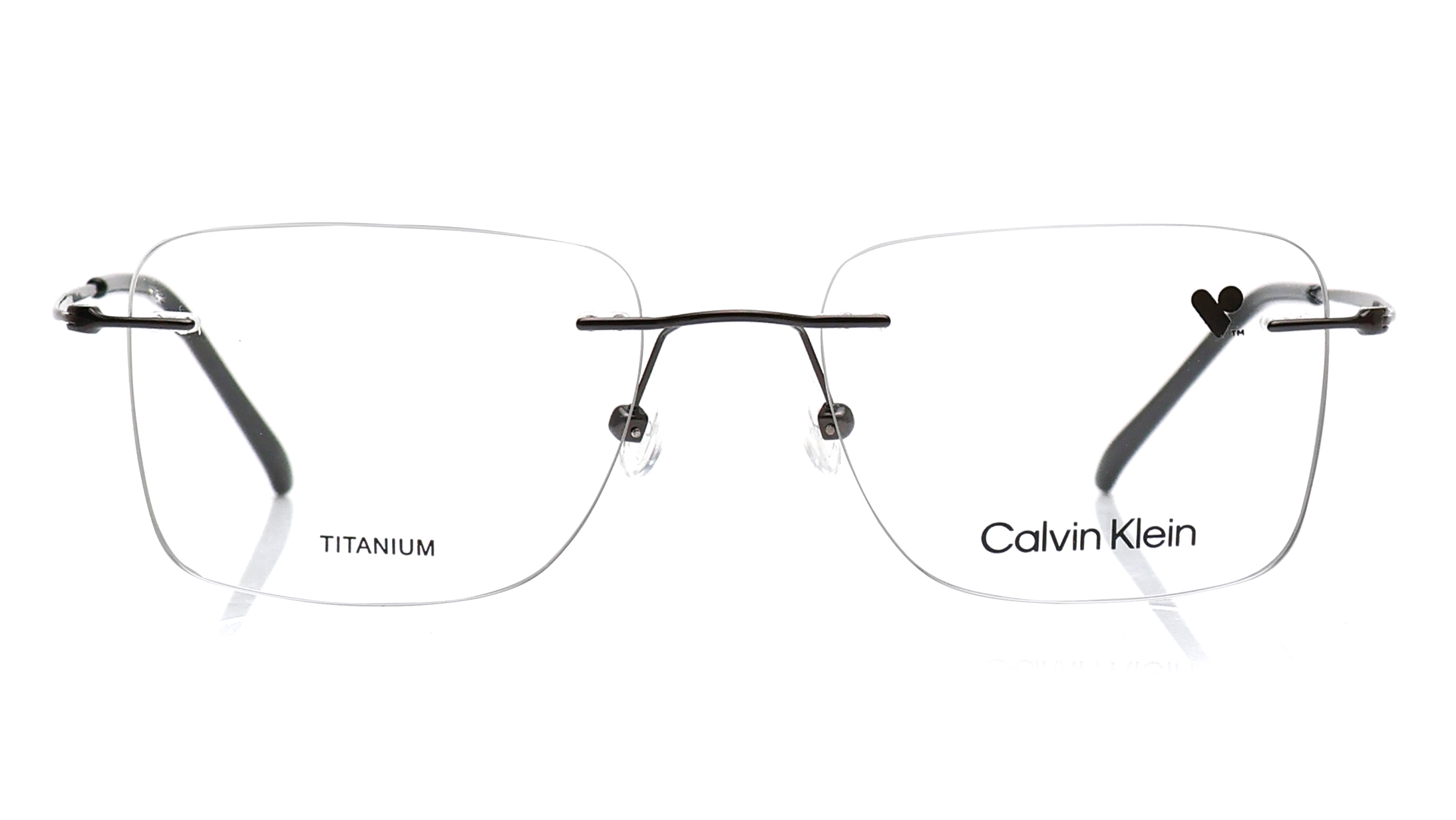 Image 1 of Gunmetal Rectangle Eyeglasses for Men and Women from Calvin Klein Available at Titan Eye+