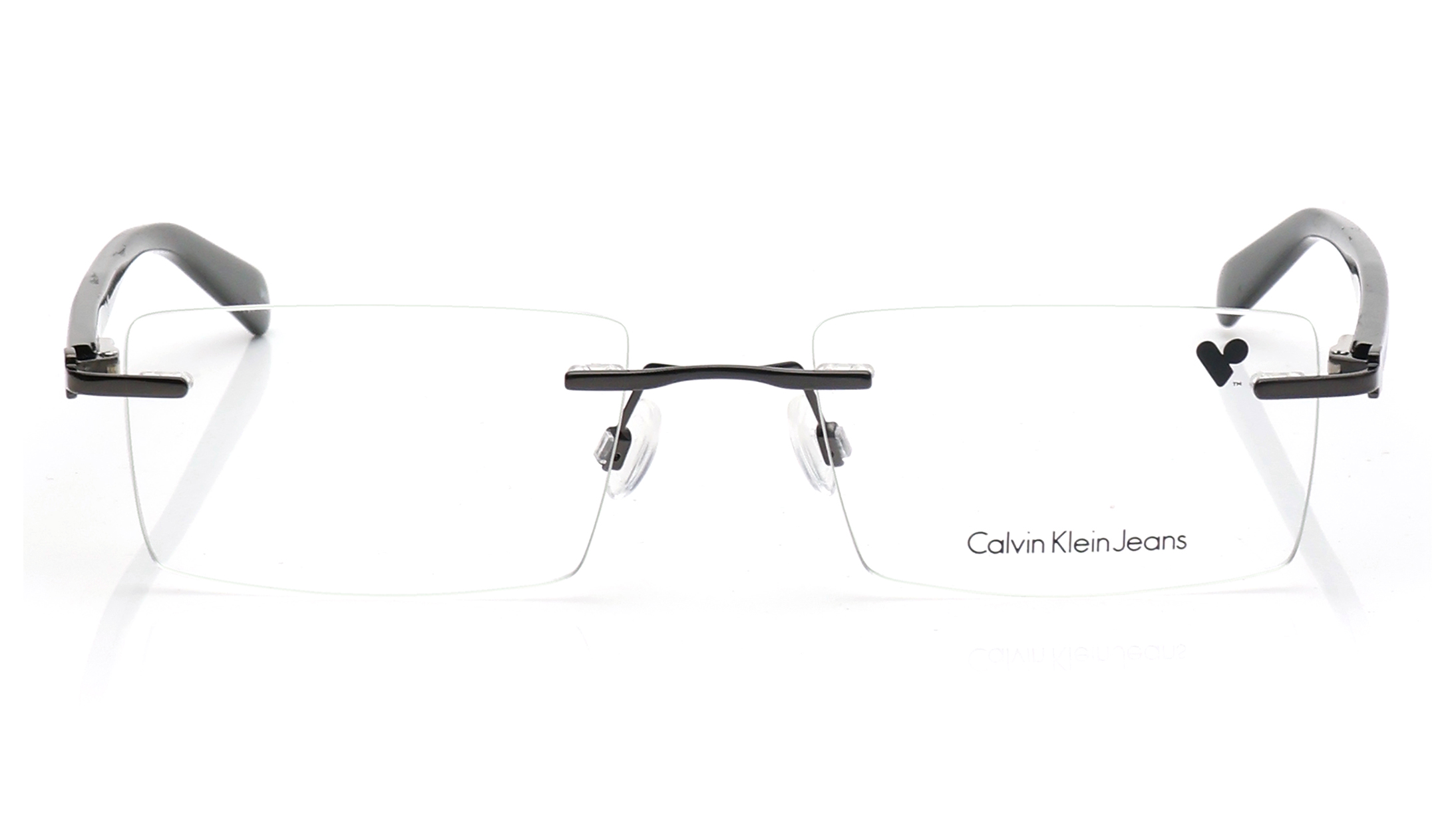 Image 1 of Gunmetal Rectangle Eyeglasses for Men from Calvin Klein Available at Titan Eye+
