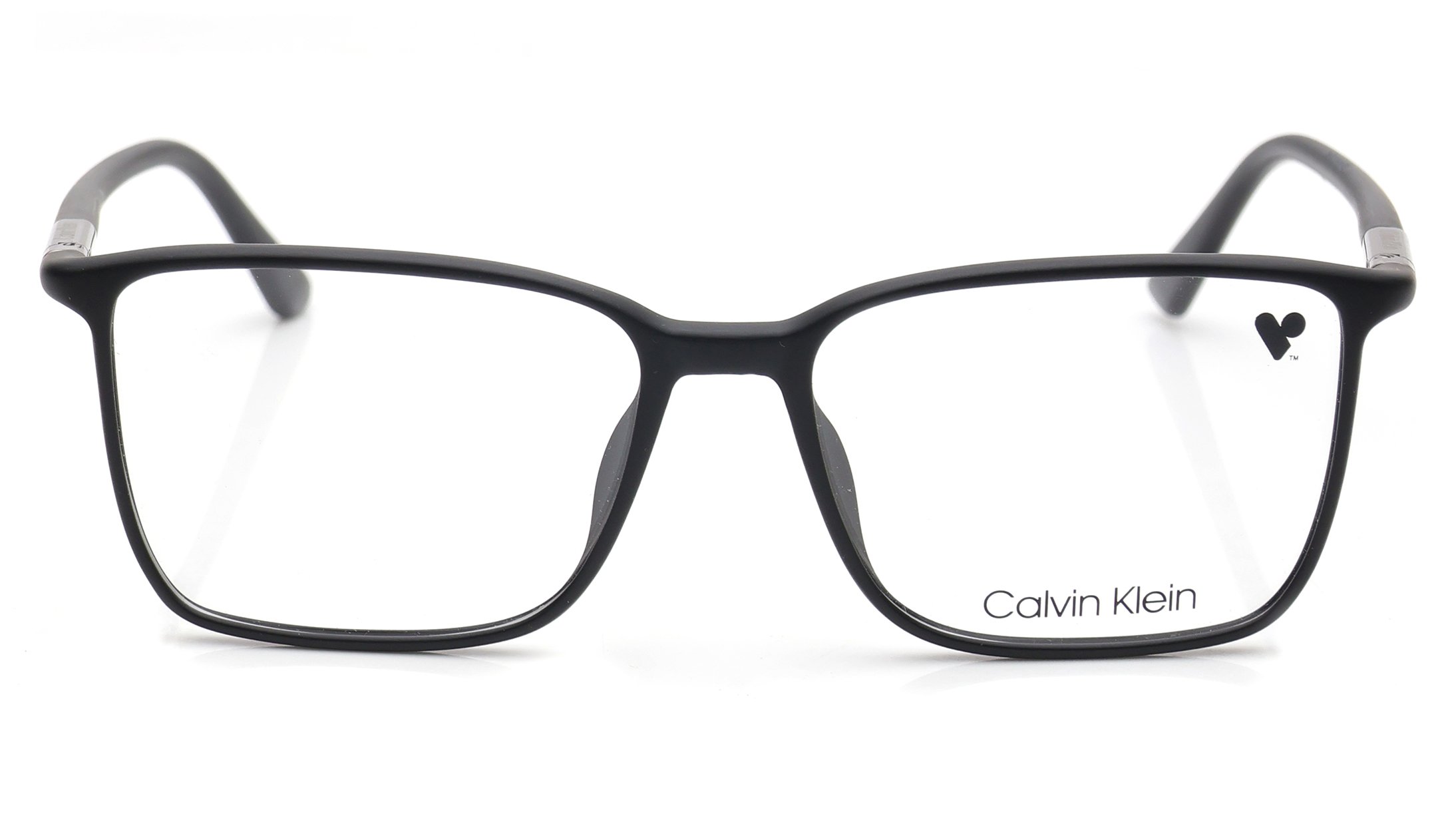 Image 1 of Black Rectangle Eyeglasses for Men from Calvin Klein Available at Titan Eye+