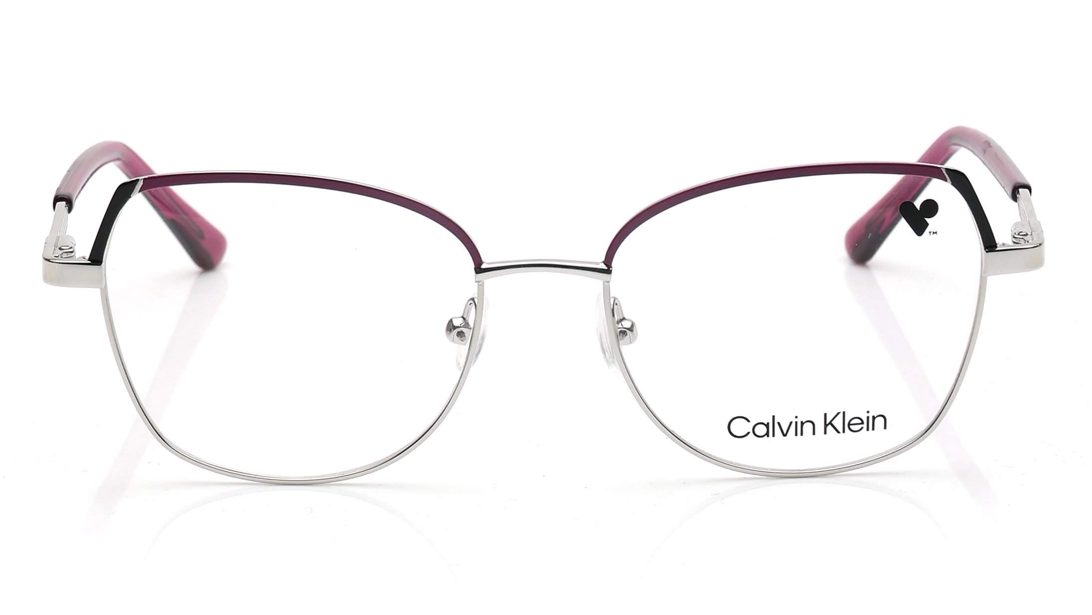 Image 1 of Silver Oval Eyeglasses for Women from Calvin Klein Available at Titan Eye+