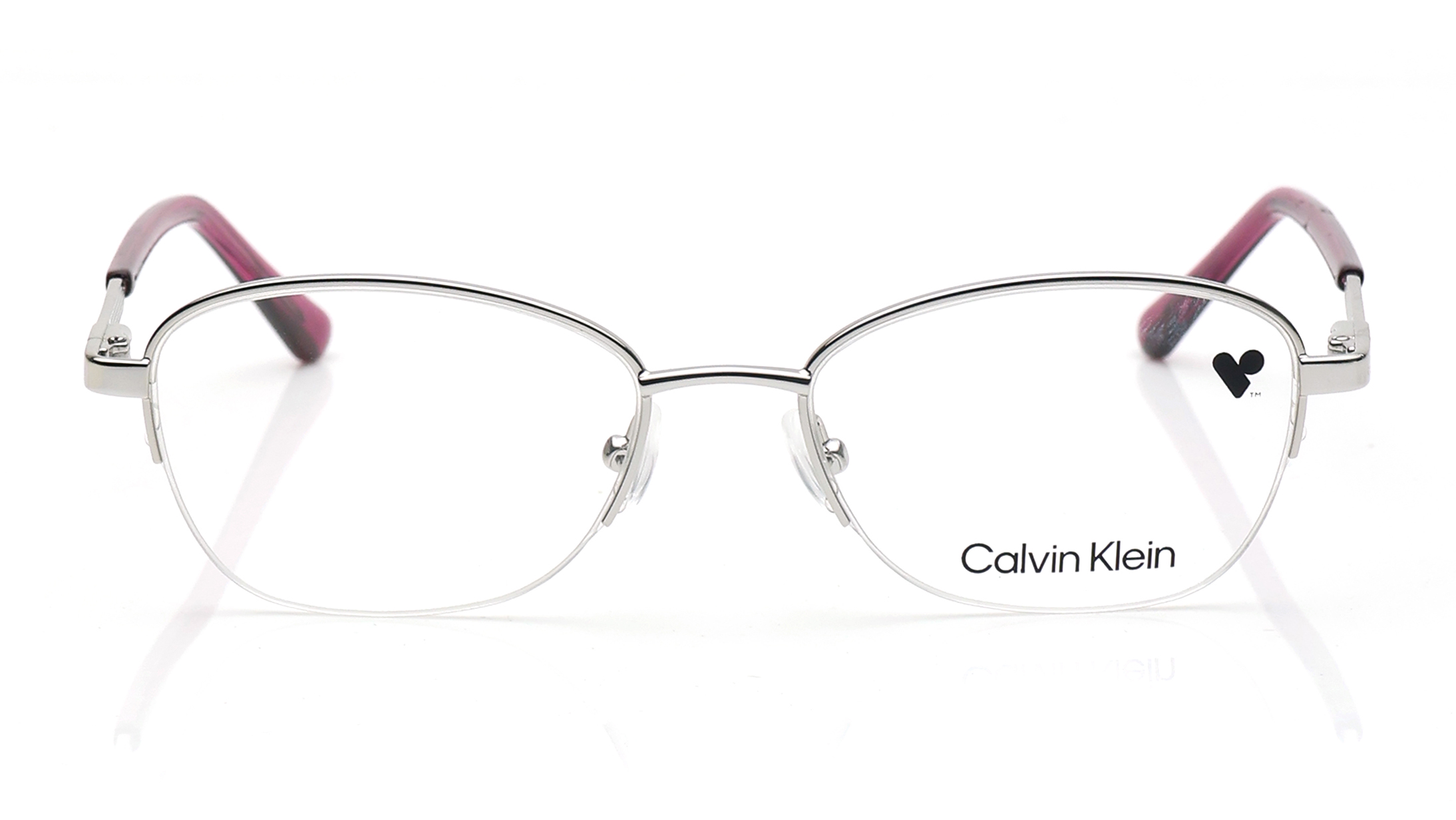 Image 1 of Silver Rectangle Eyeglasses for Men from Calvin Klein Available at Titan Eye+