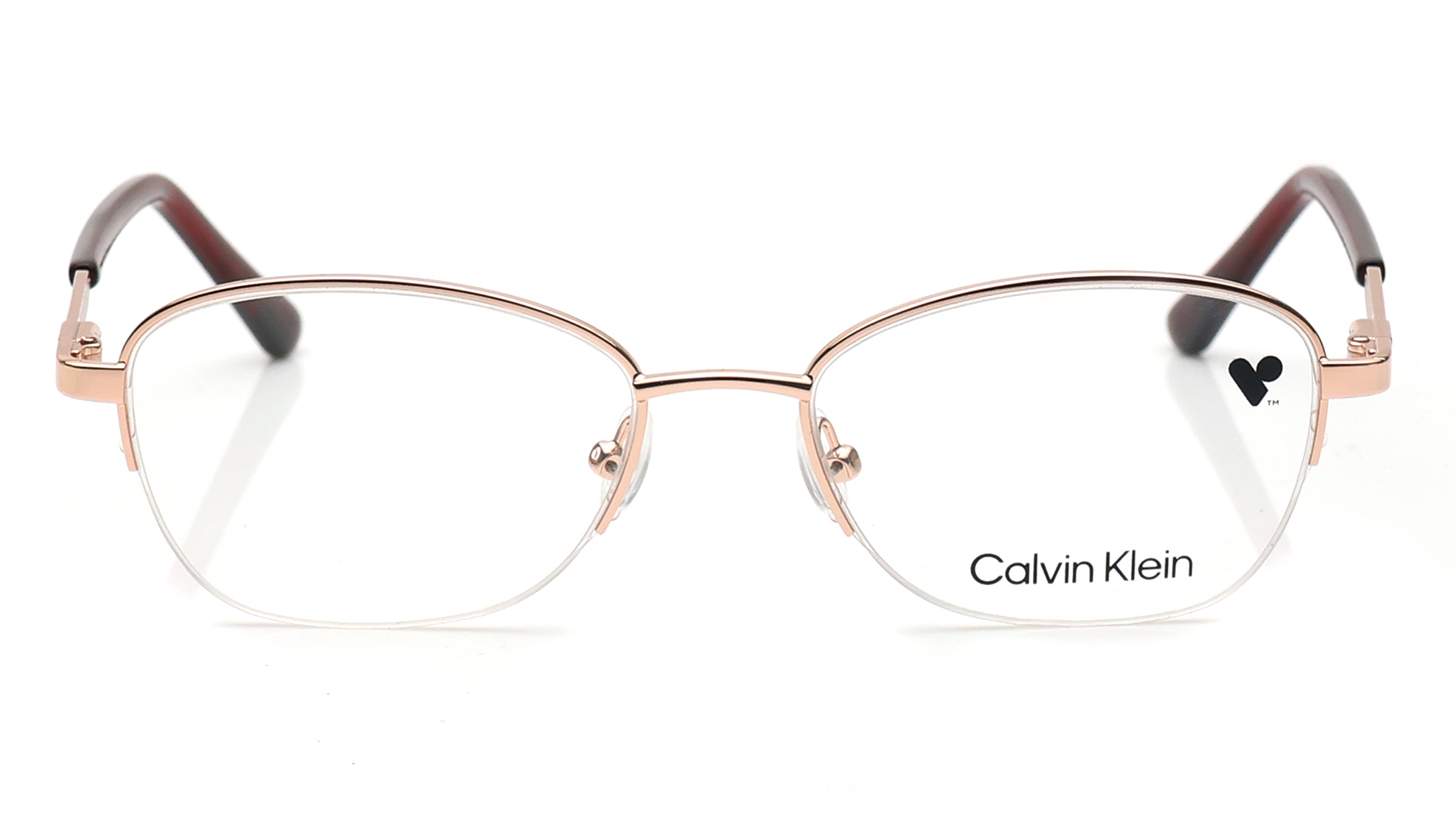 Image 1 of Rose Gold Rectangle Eyeglasses for Men from Calvin Klein Available at Titan Eye+