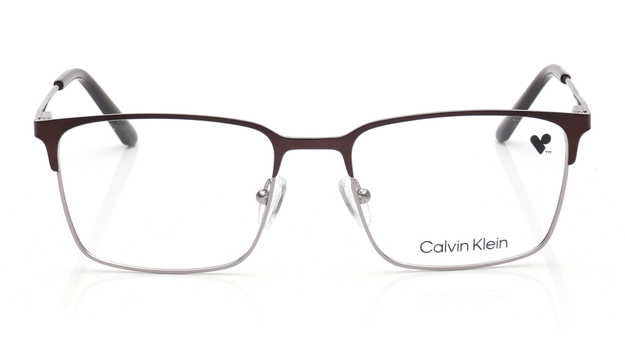 Image 1 of Brown Rectangle Eyeglasses for Men from Calvin Klein Available at Titan Eye+
