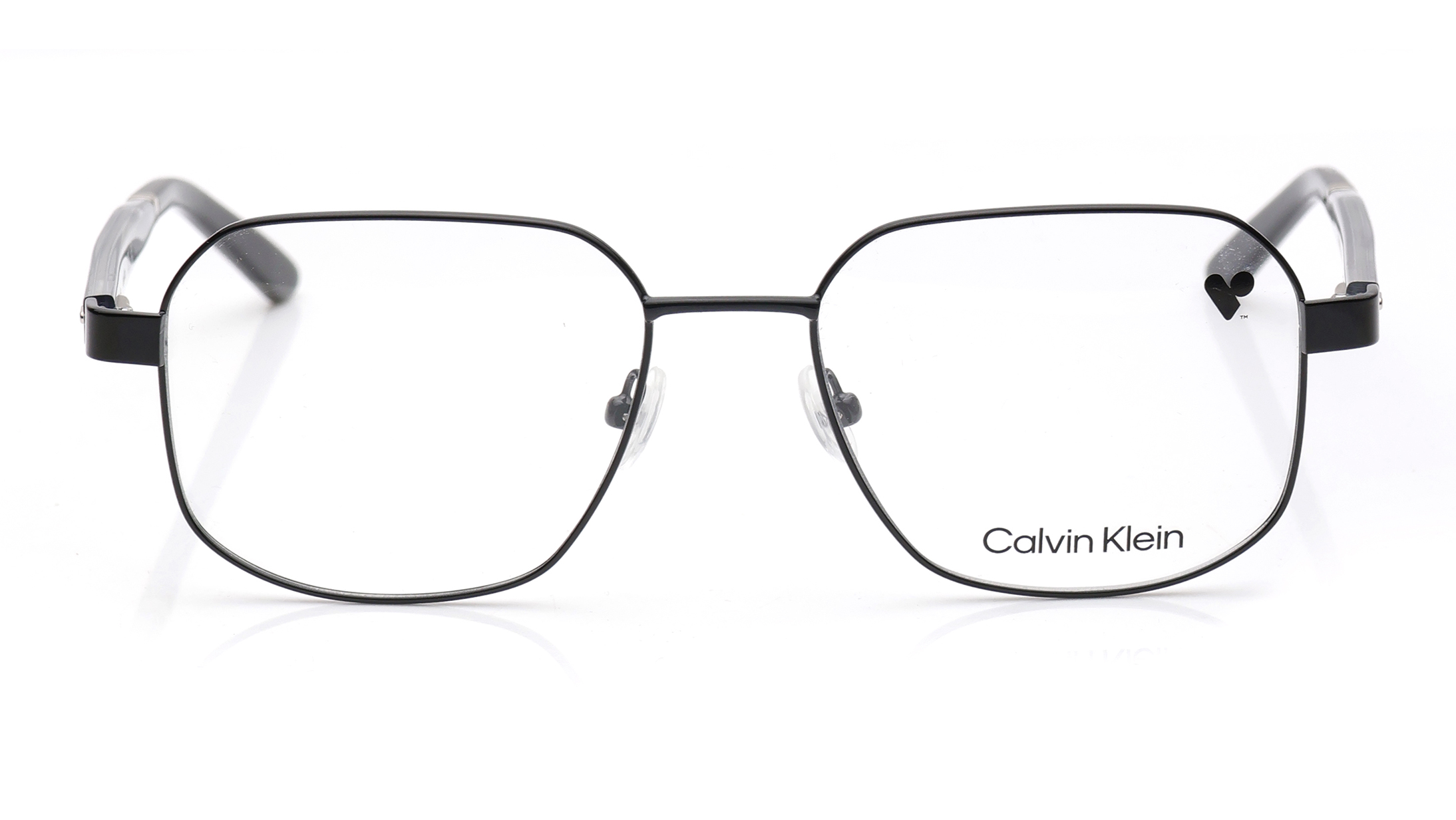Image 1 of Black Navigator Eyeglasses for Men from Calvin Klein Available at Titan Eye+