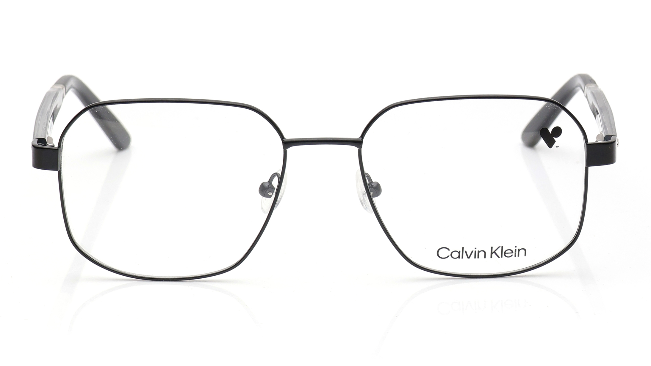 Image 1 of Black Navigator Eyeglasses for Men from Calvin Klein Available at Titan Eye+