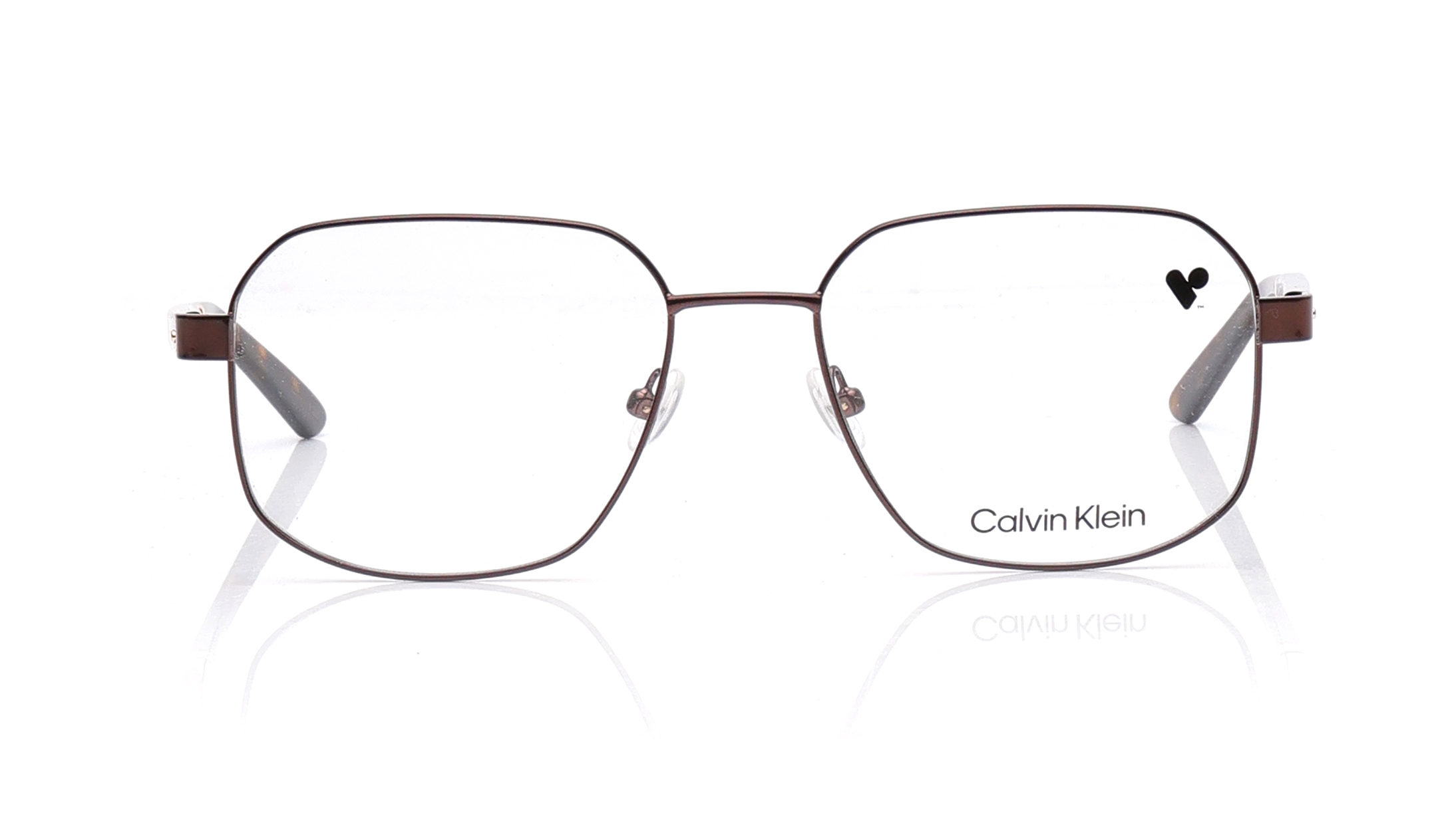 Image 1 of Brown Navigator Eyeglasses for Men from Calvin Klein Available at Titan Eye+