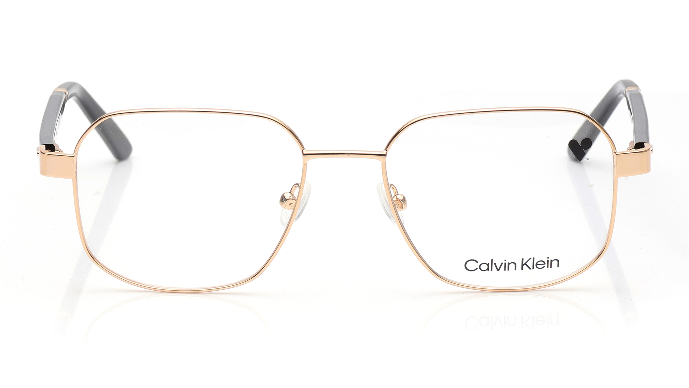 Image 1 of Gold Navigator Eyeglasses for Men from Calvin Klein Available at Titan Eye+