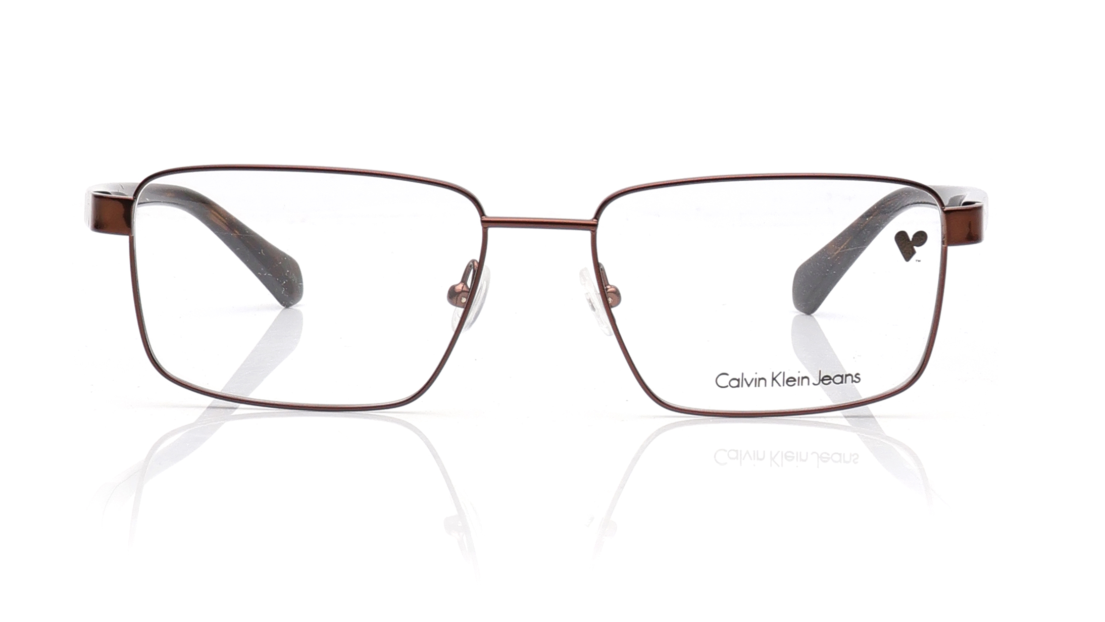 Image 1 of Brown Rectangle Eyeglasses for Men from Calvin Klein Available at Titan Eye+