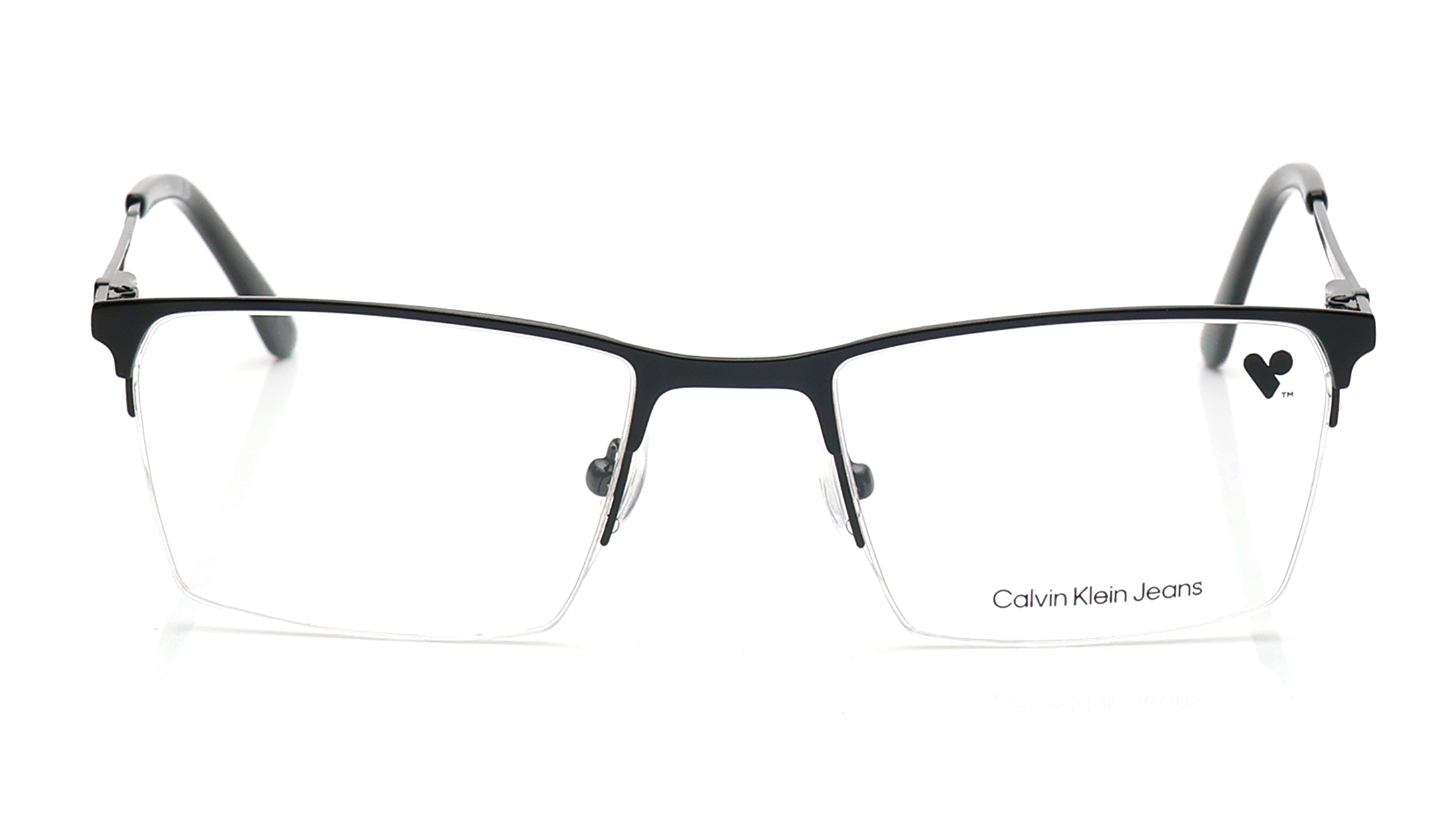 Image 1 of Black Rectangle Eyeglasses for Men from Calvin Klein Available at Titan Eye+