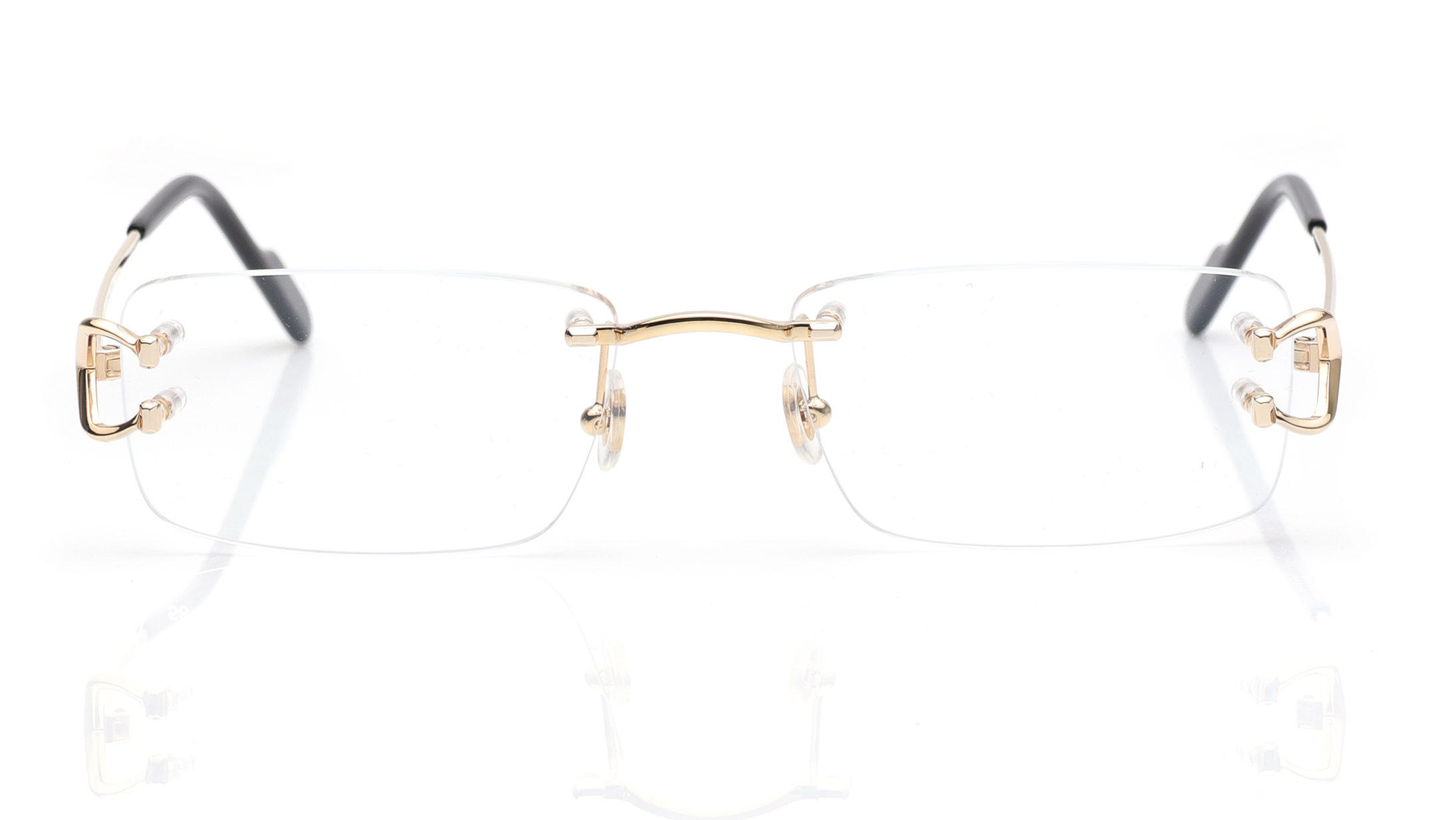 Image 1 of Gold Rectangle Eyeglasses for Men from Calvin Klein Available at Titan Eye+