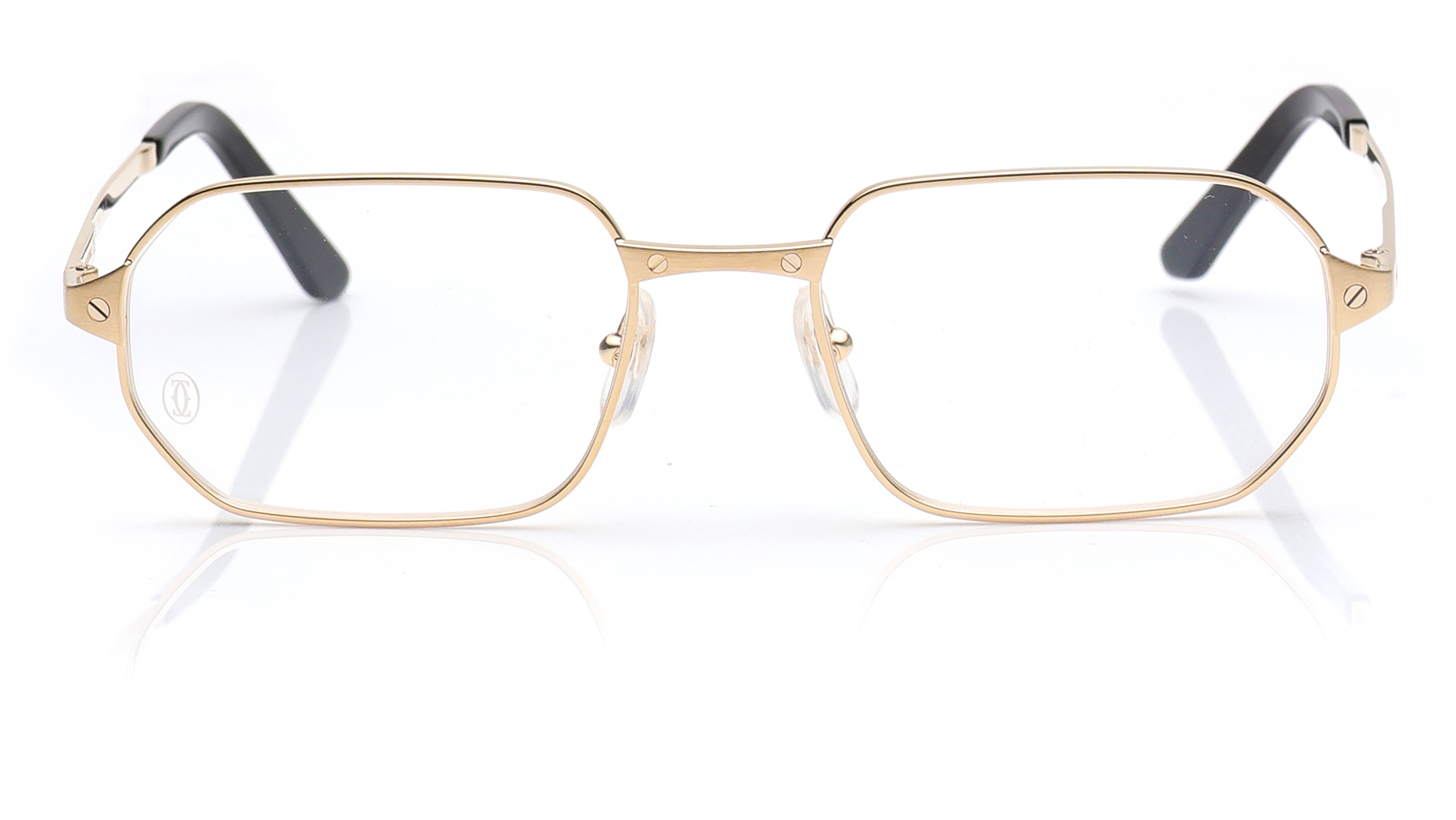 Image 1 of Gold Rectangle Eyeglasses for Men from Cartier Available at Titan Eye+
