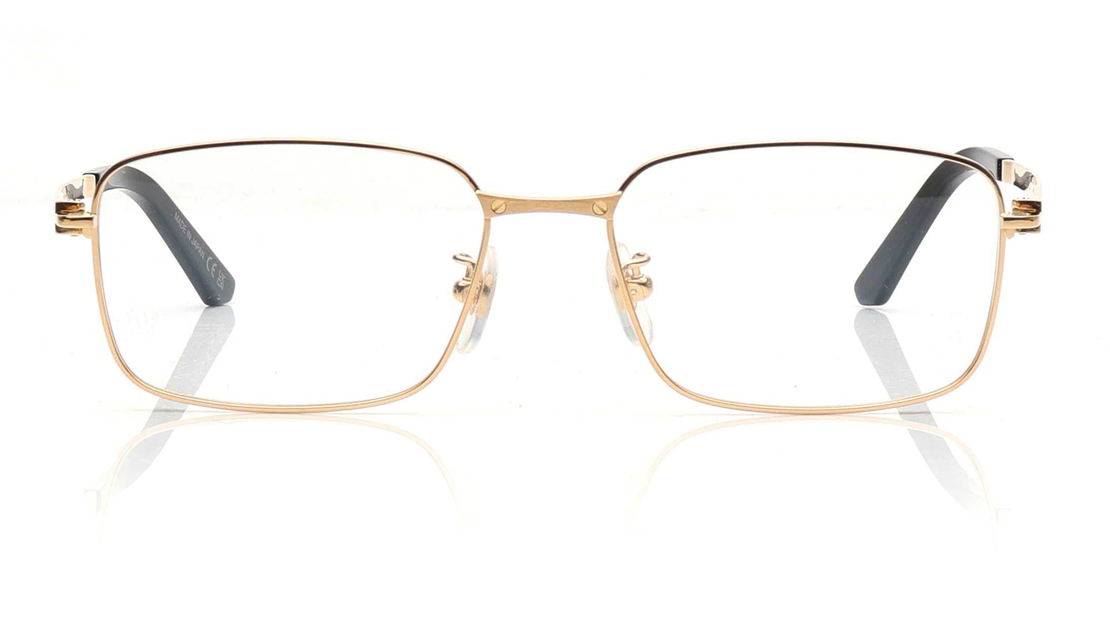 Image 1 of Gold Rectangle Eyeglasses for Men from Cartier Available at Titan Eye+