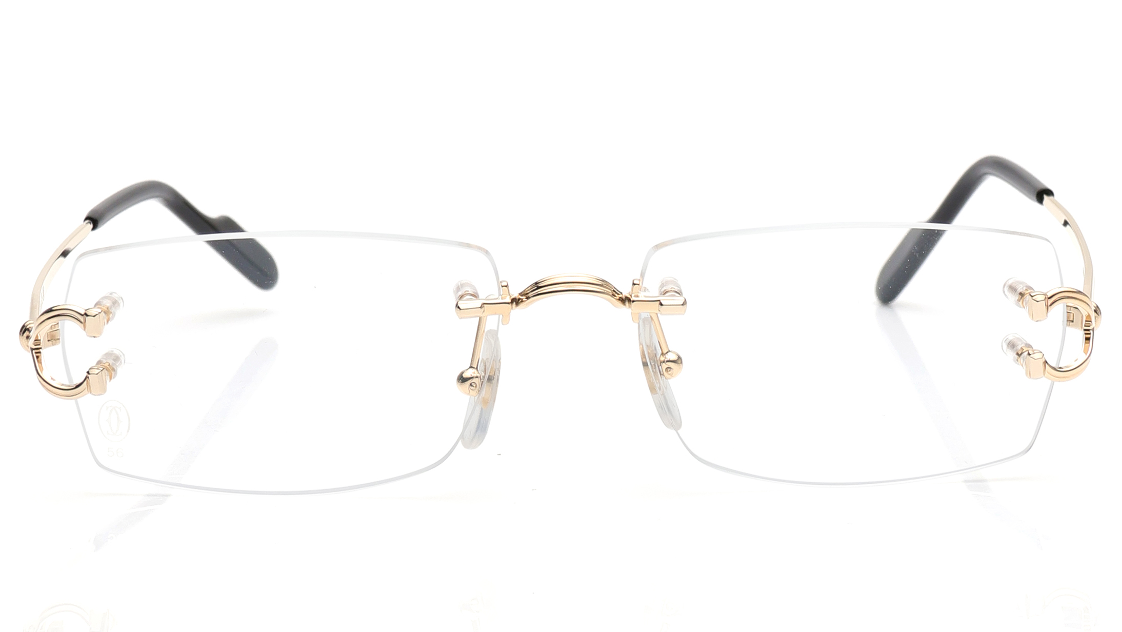 Image 1 of Gold Rectangle Eyeglasses for Men from Cartier Available at Titan Eye+
