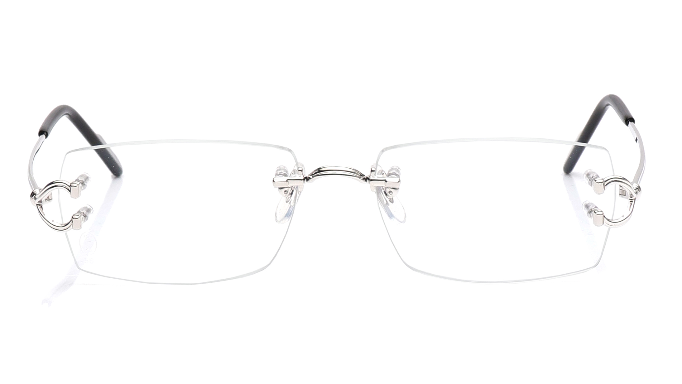 Image 1 of Silver Rectangle Eyeglasses for Men from Cartier Available at Titan Eye+