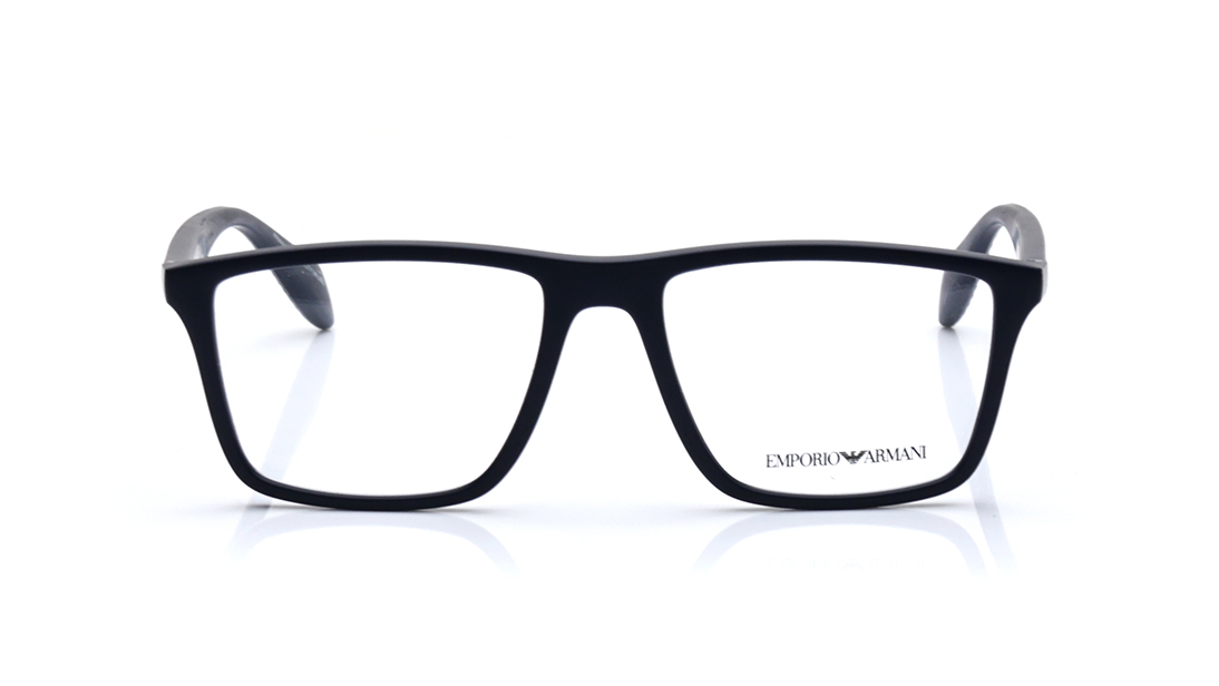 Image 1 of Black Geometric Rimmed Eyeglasses for Men from Emporio Armani Available at Titan Eye+