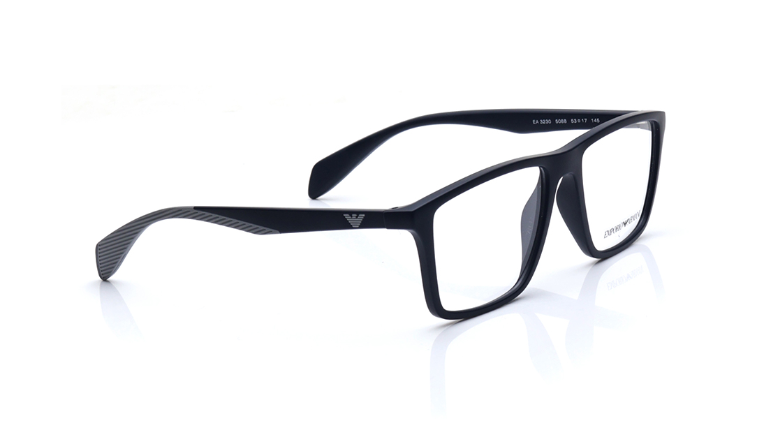 Image 2 of Black Geometric Rimmed Eyeglasses for Men from Emporio Armani Available at Titan Eye+
