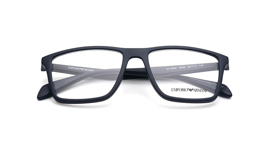 Image 3 of Black Geometric Rimmed Eyeglasses for Men from Emporio Armani Available at Titan Eye+