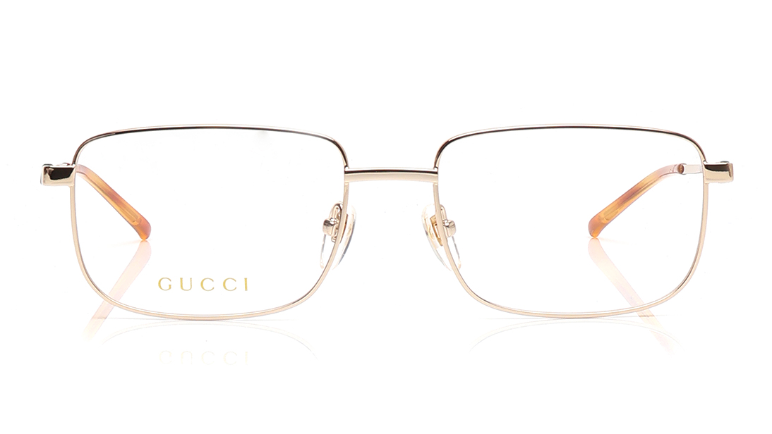 Image 1 of Gold Square Eyeglasses for Men from Gucci Available at Titan Eye+