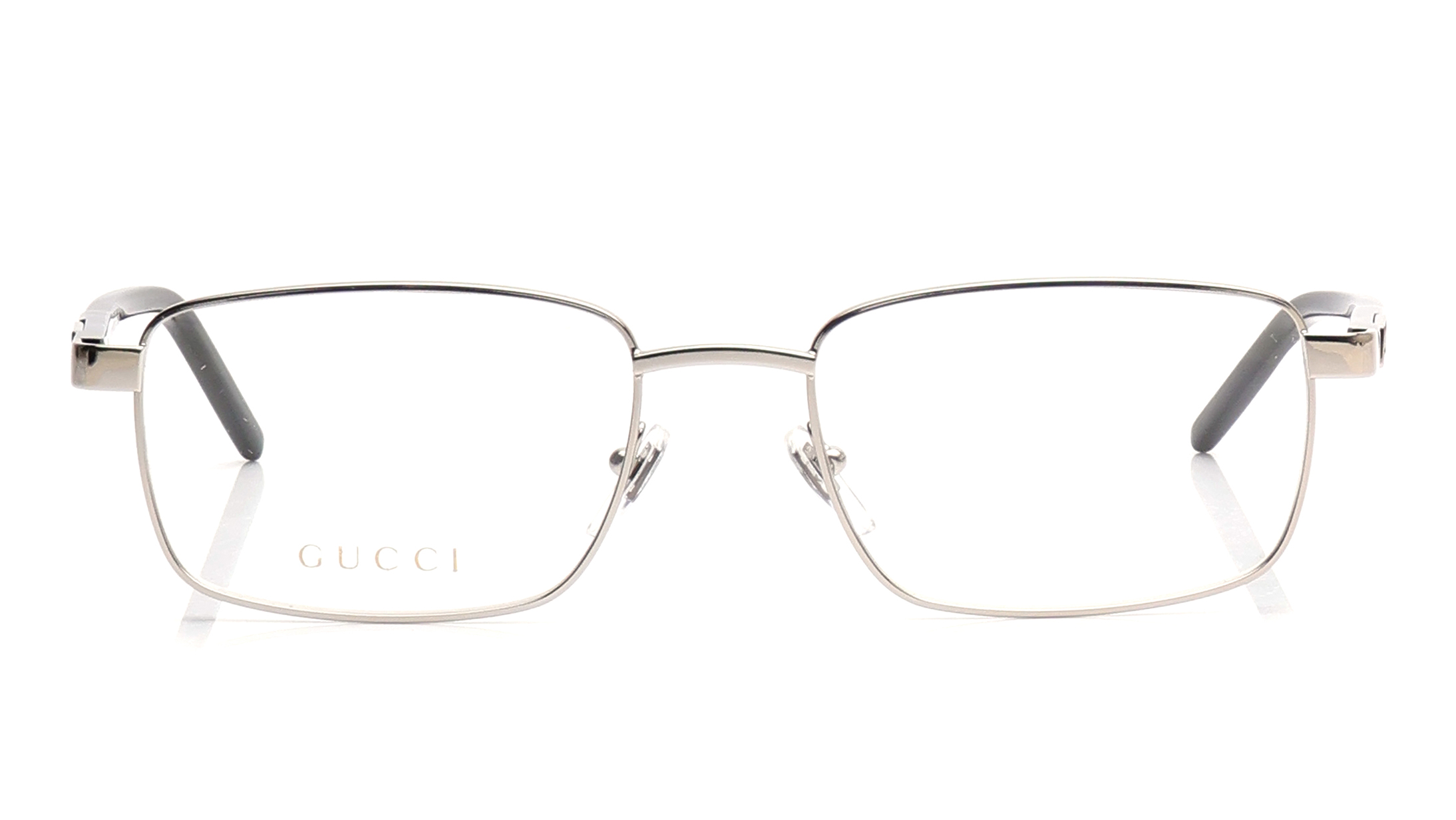 Image 1 of Silver Rectangle Eyeglasses for Men from Gucci Available at Titan Eye+