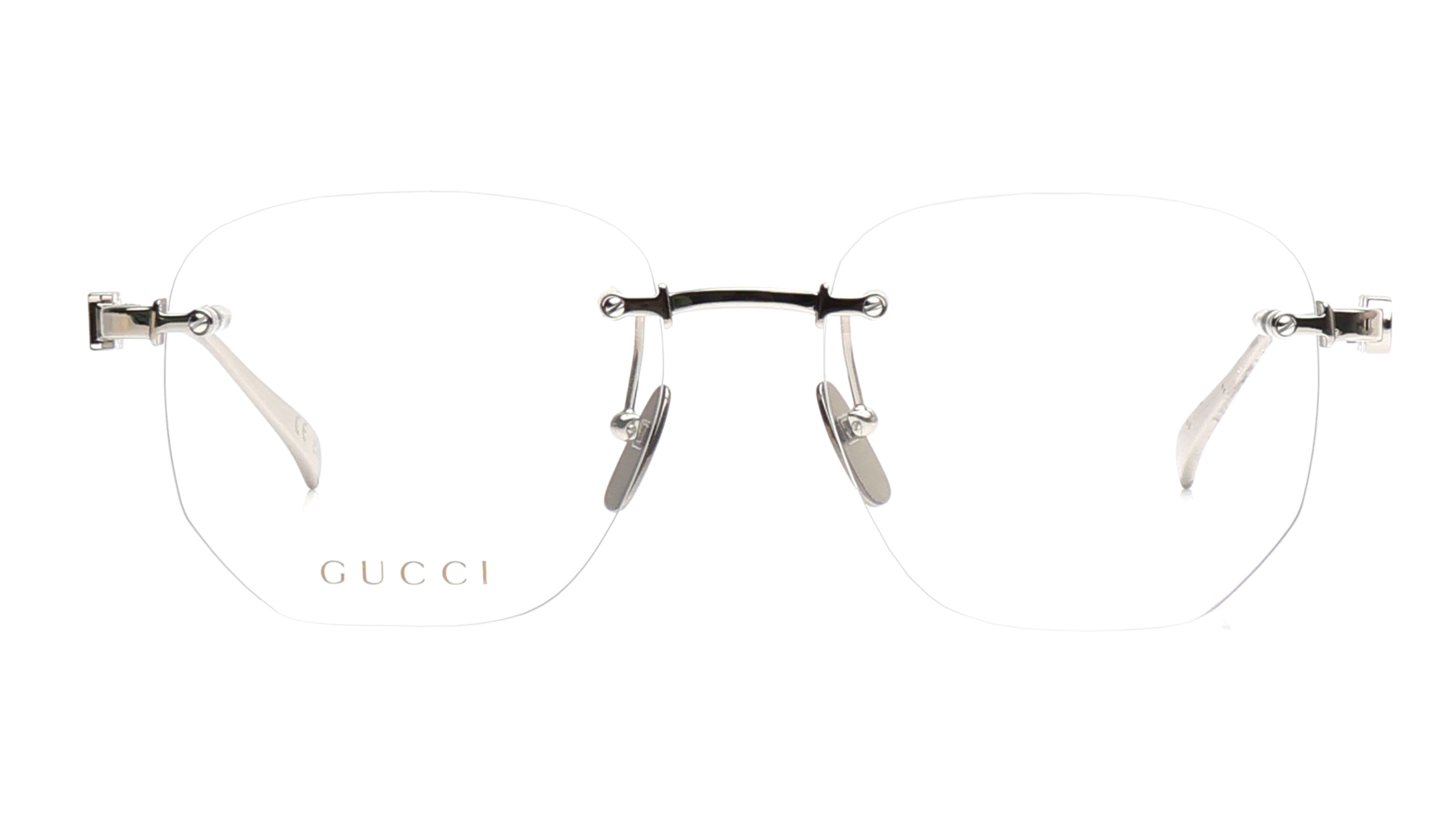 Image 1 of Silver Rectangle Eyeglasses for Women from Gucci Available at Titan Eye+