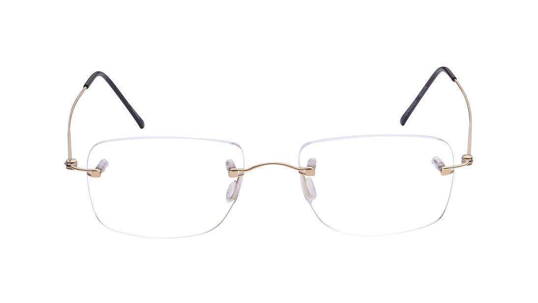 Image 1 of Gold Rectangle Eyeglasses for Men and Women from Zefr Available at Titan Eye+