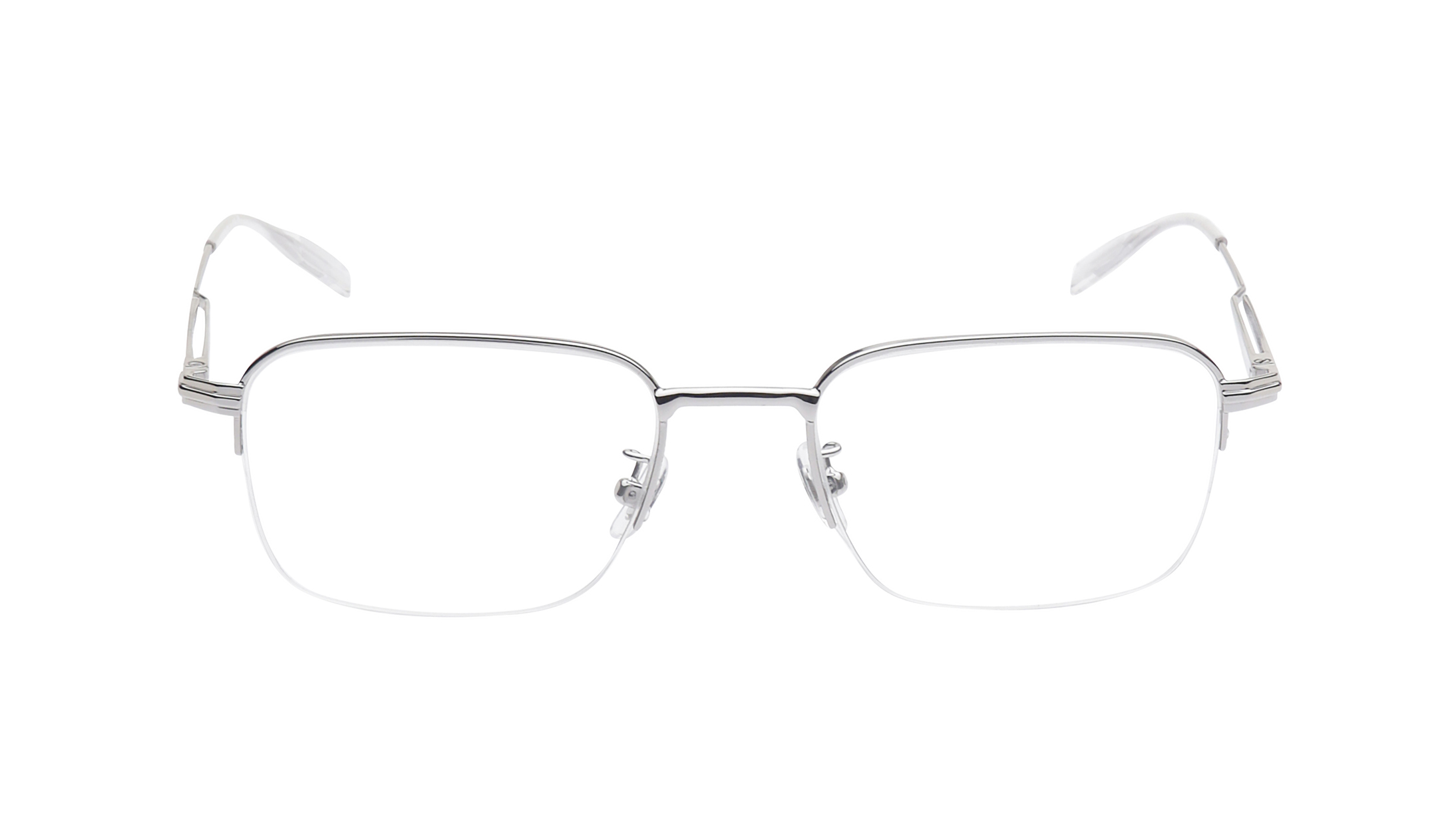 Image 1 of Silver Square Eyeglasses for Men from Montblanc Available at Titan Eye+