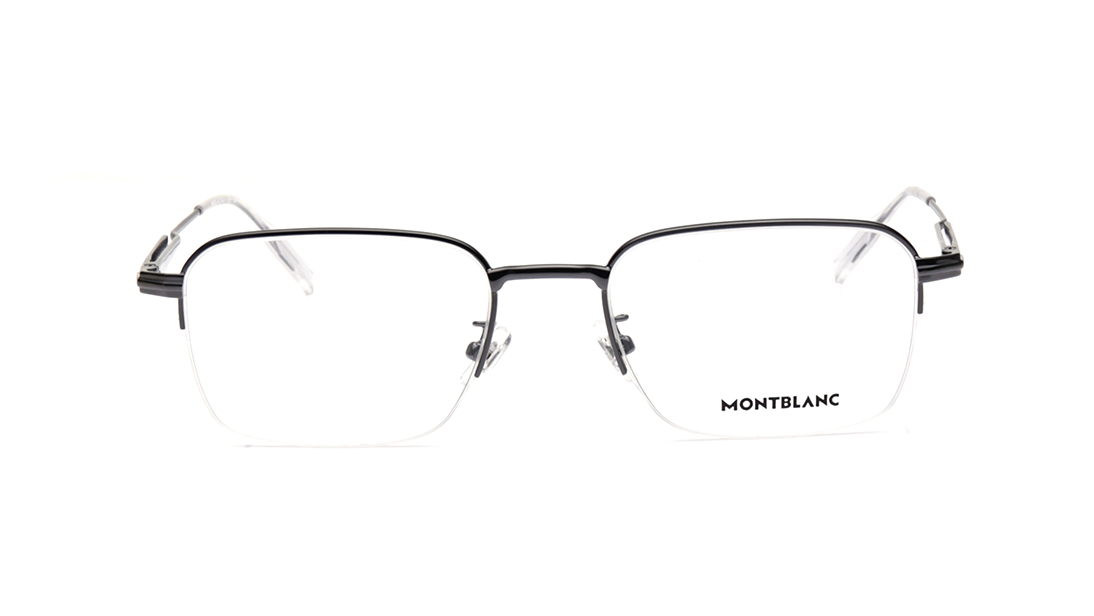 Image 1 of Silver Rectangle Eyeglasses for Men from Montblanc Available at Titan Eye+