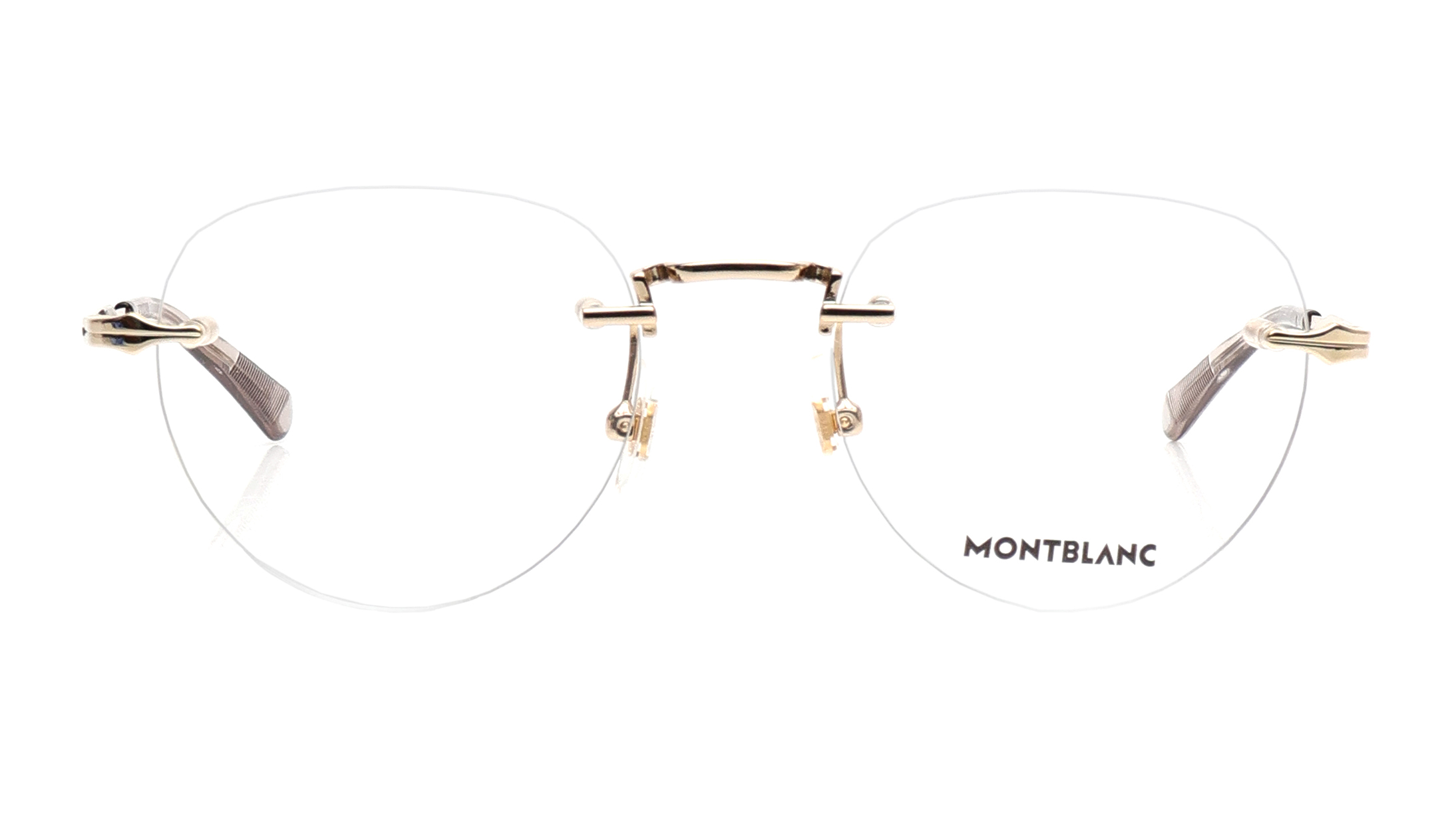 Image 1 of Gold Round Rimless Eyeglasses for Men from Montblanc Available at Titan Eye+