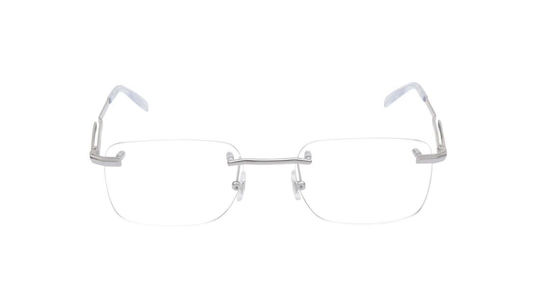 Image 1 of Silver Rectangle Eyeglasses for Men from Montblanc Available at Titan Eye+
