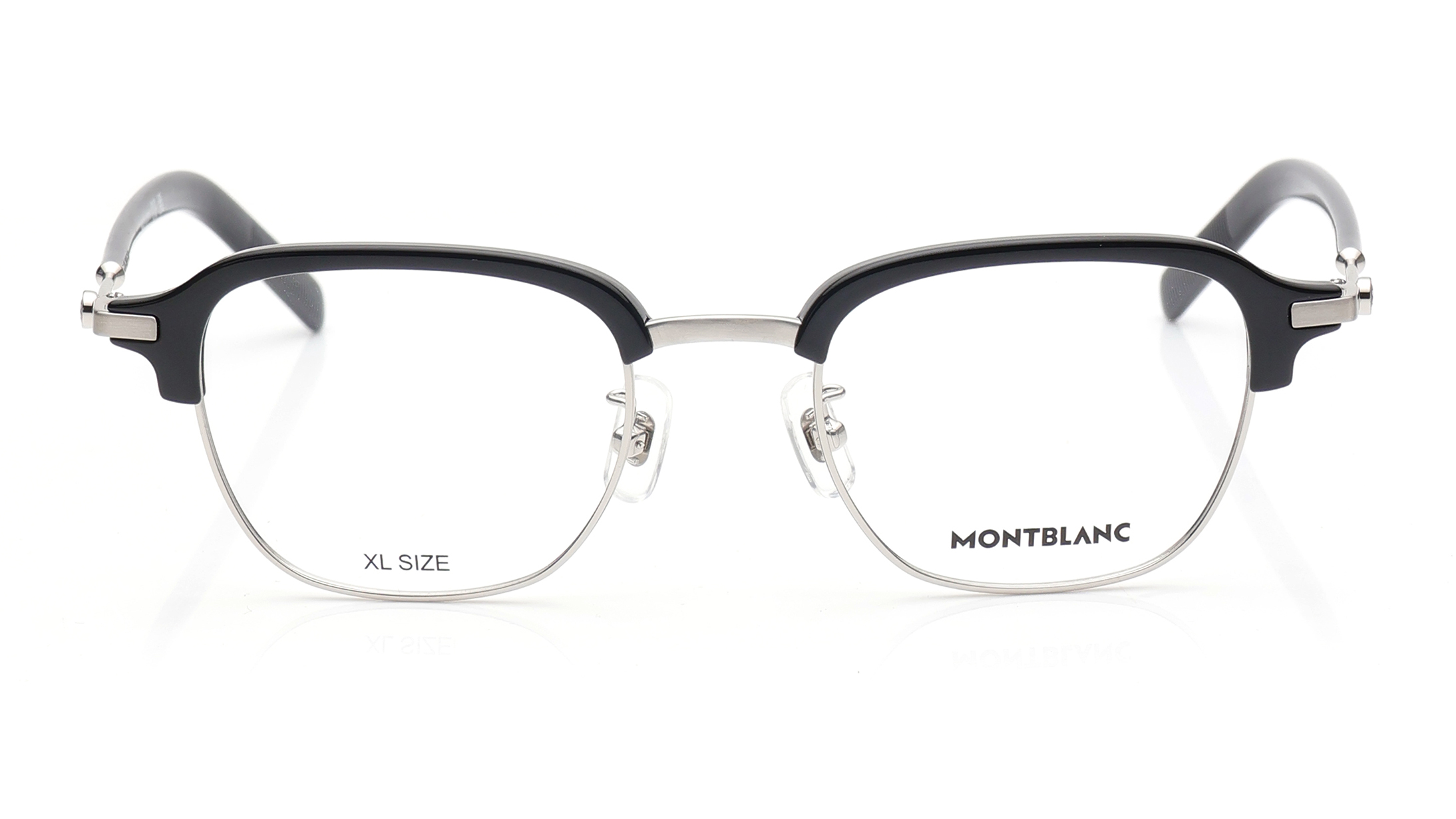 Image 1 of Silver Rectangle Eyeglasses for Men from Montblanc Available at Titan Eye+