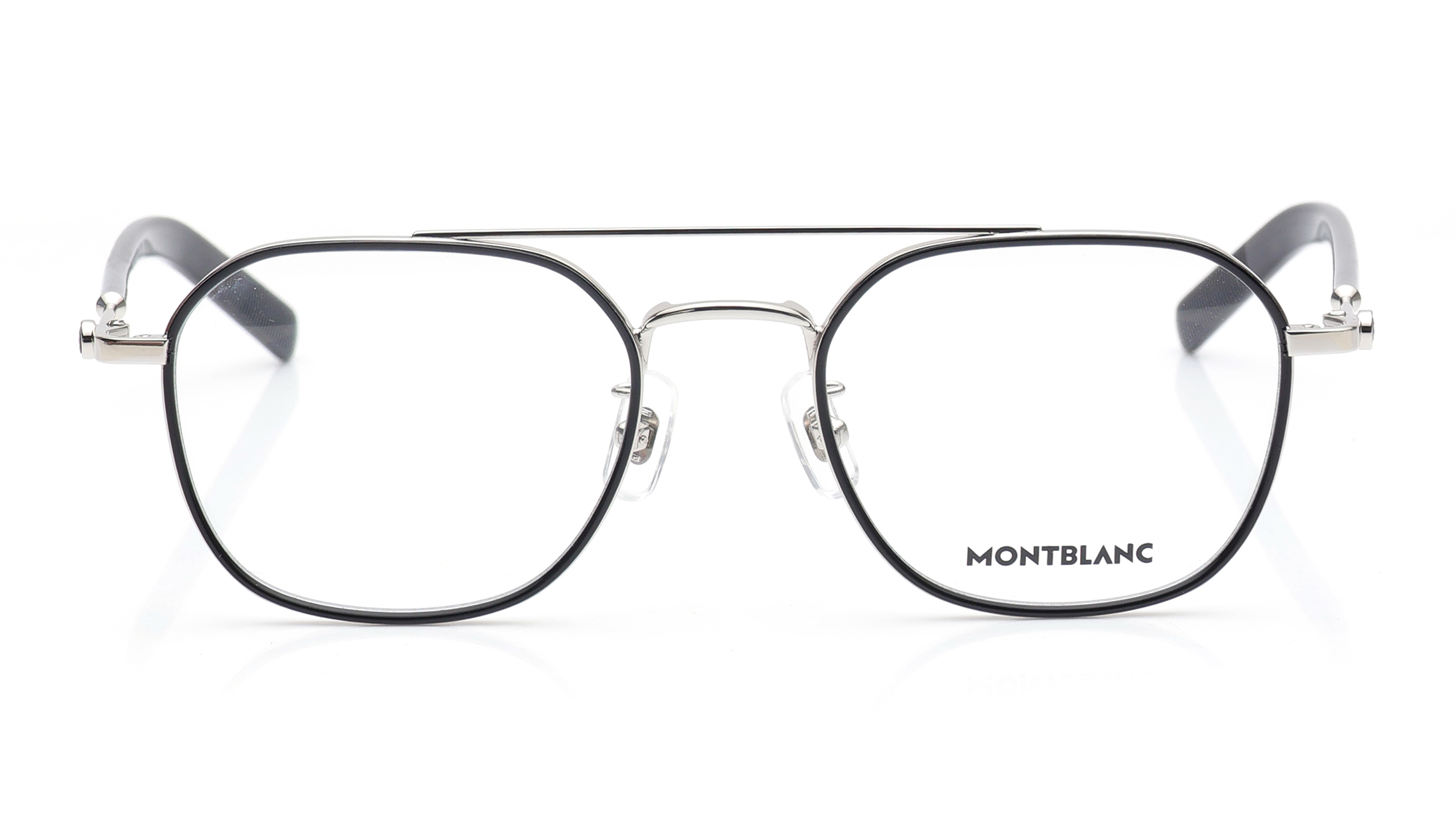 Image 1 of Silver Geometric Eyeglasses for Men from Montblanc Available at Titan Eye+