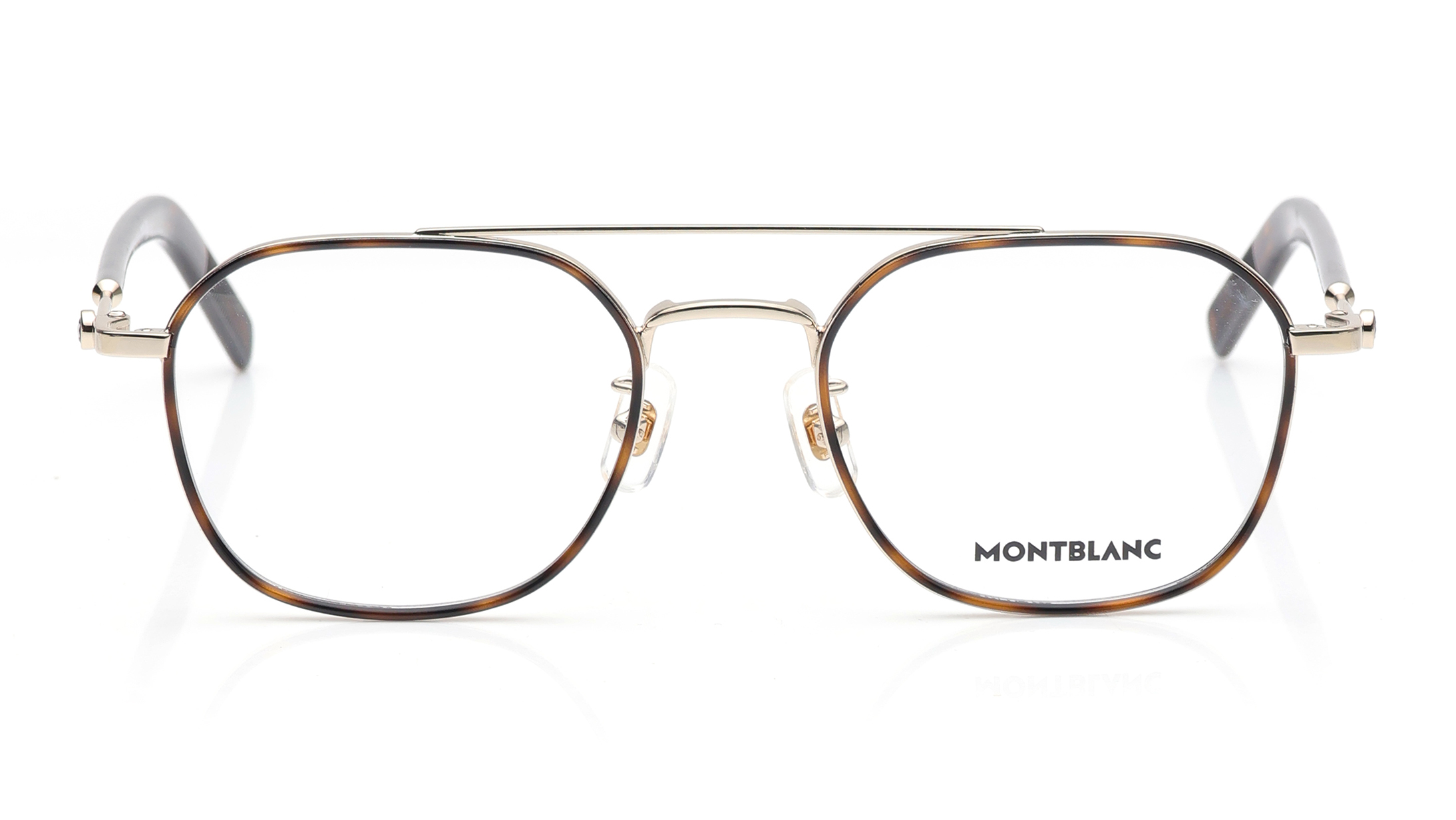 Image 1 of Gold Geometric Eyeglasses for Men from Montblanc Available at Titan Eye+