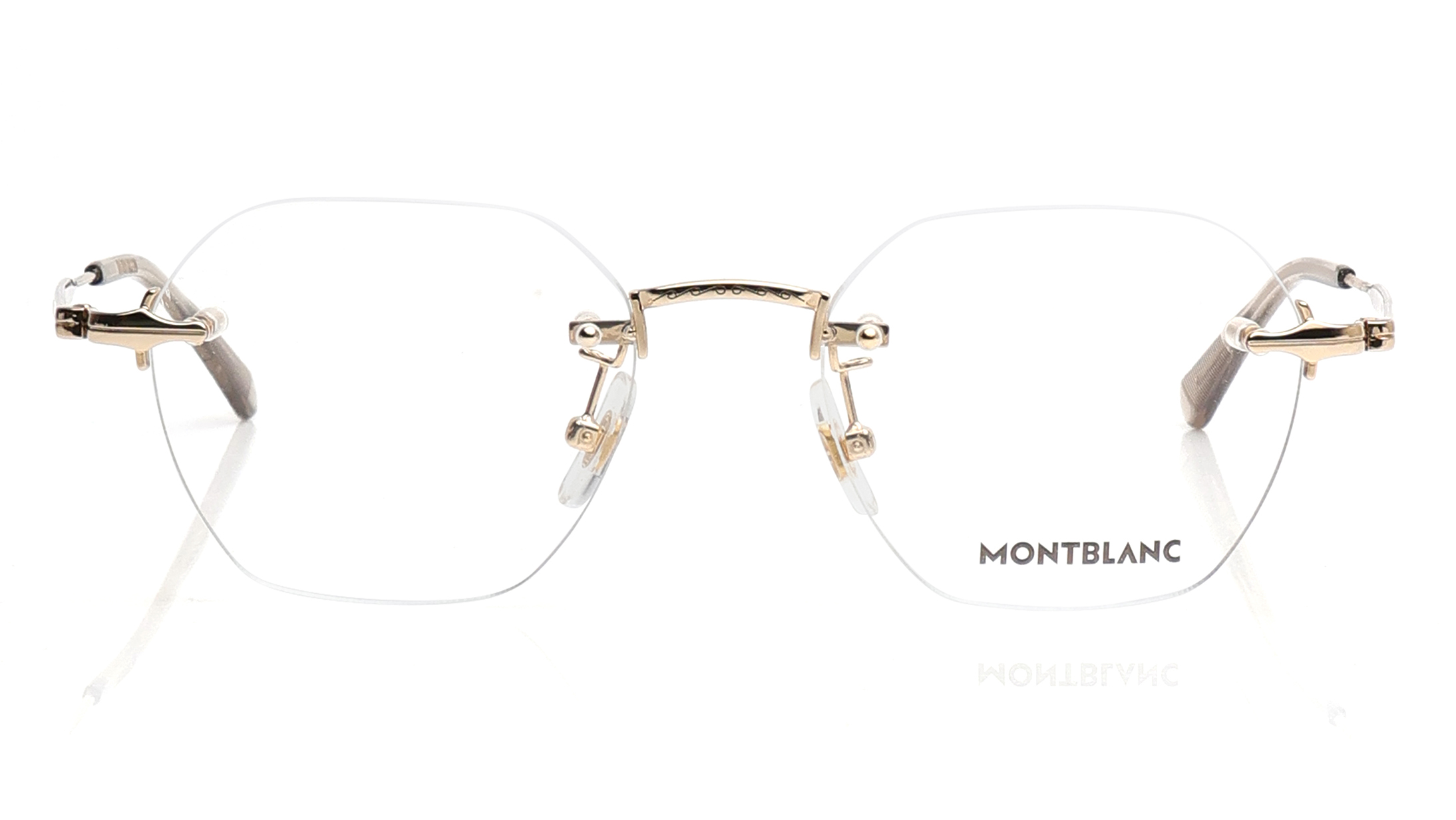 Image 1 of Gold Round Eyeglasses for Men from Montblanc Available at Titan Eye+