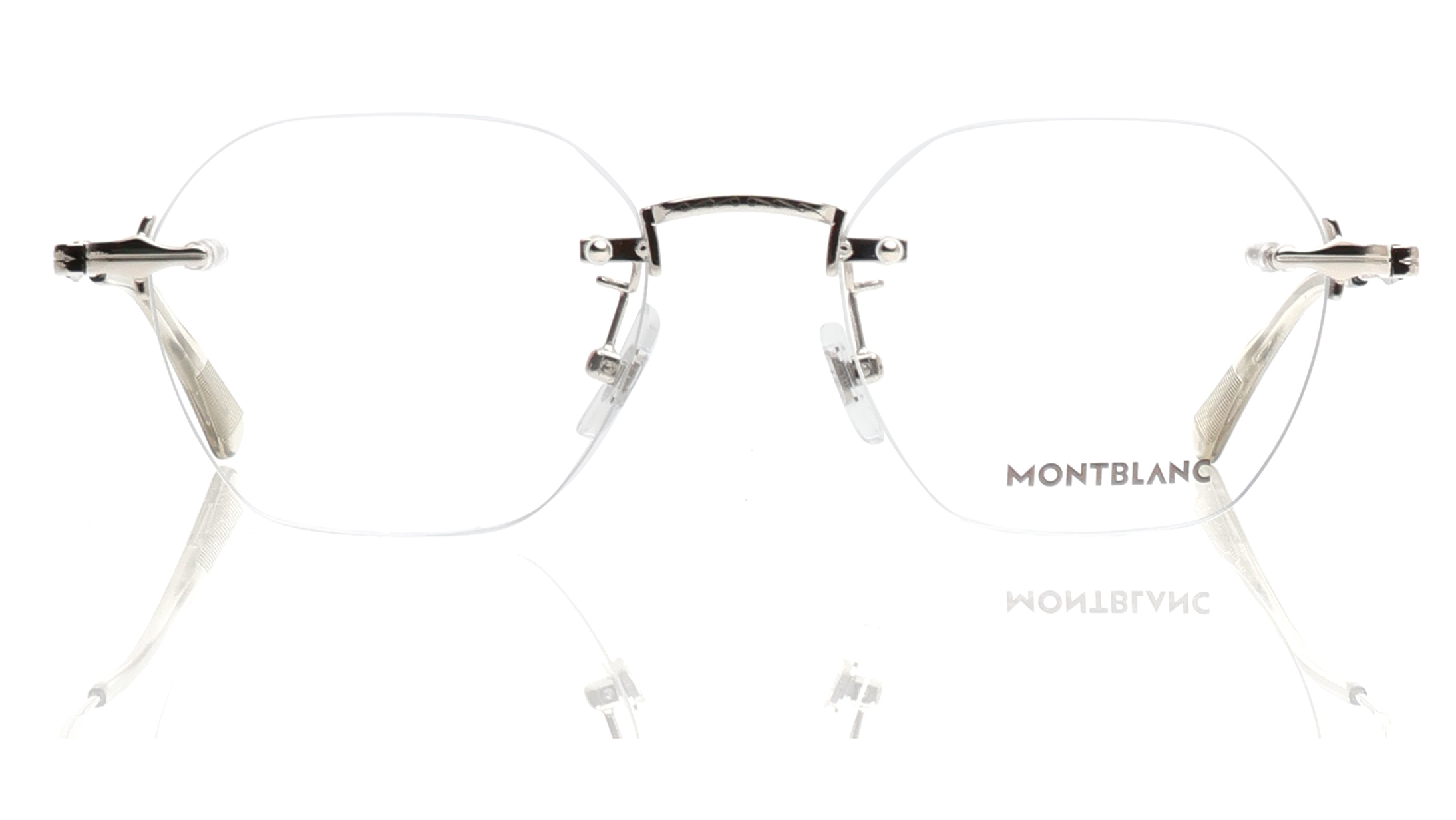 Image 1 of Silver Round Eyeglasses for Men from Montblanc Available at Titan Eye+