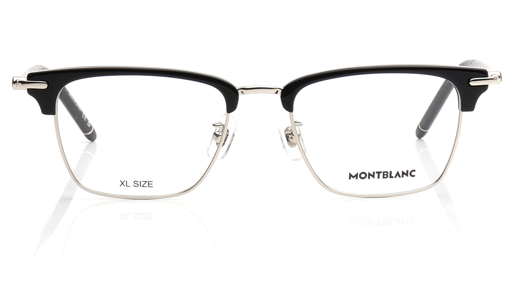 Image 1 of Silver Rectangle Eyeglasses for Men from Montblanc Available at Titan Eye+