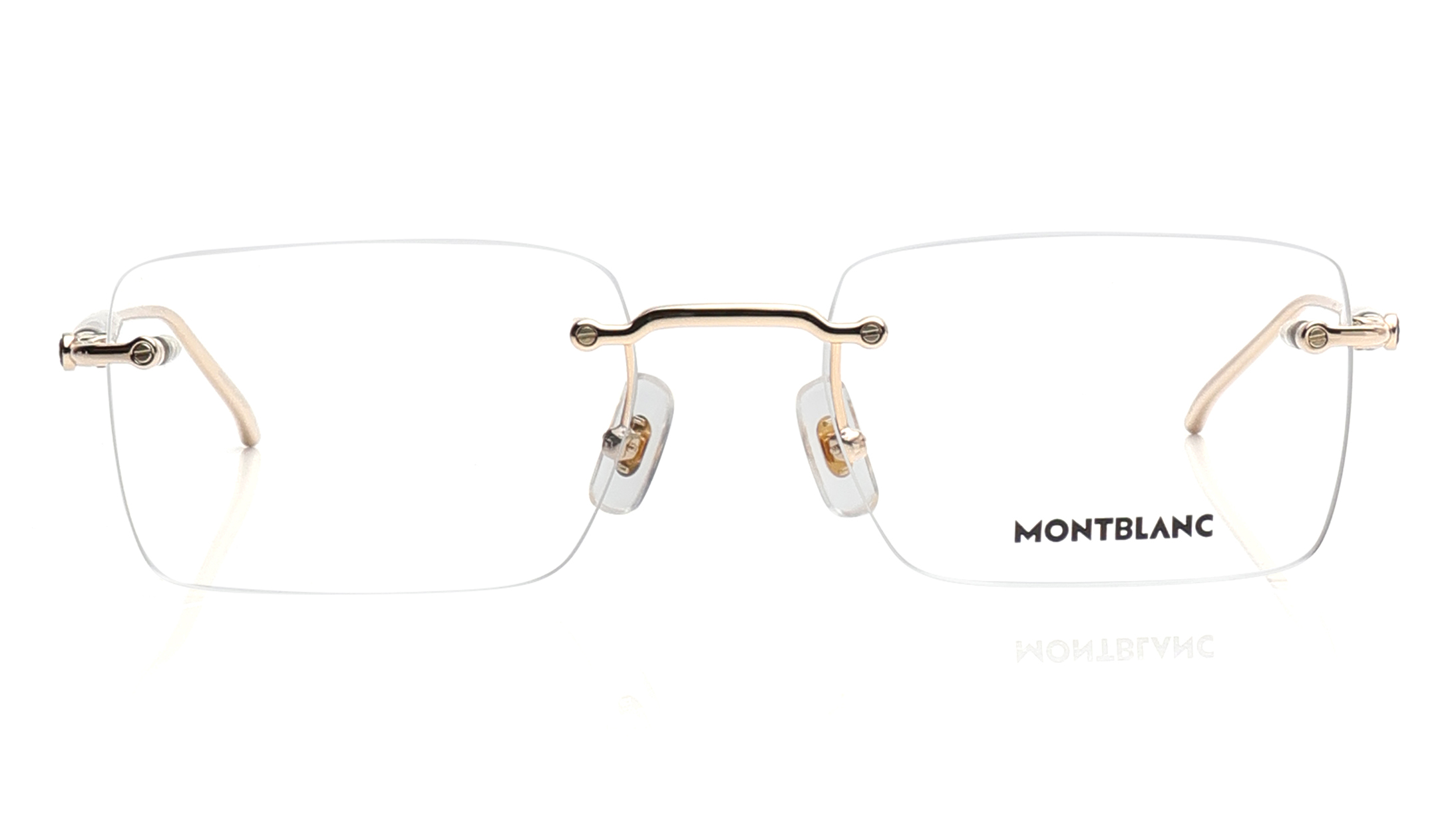Image 1 of Gold Rectangle Eyeglasses for Men from Montblanc Available at Titan Eye+
