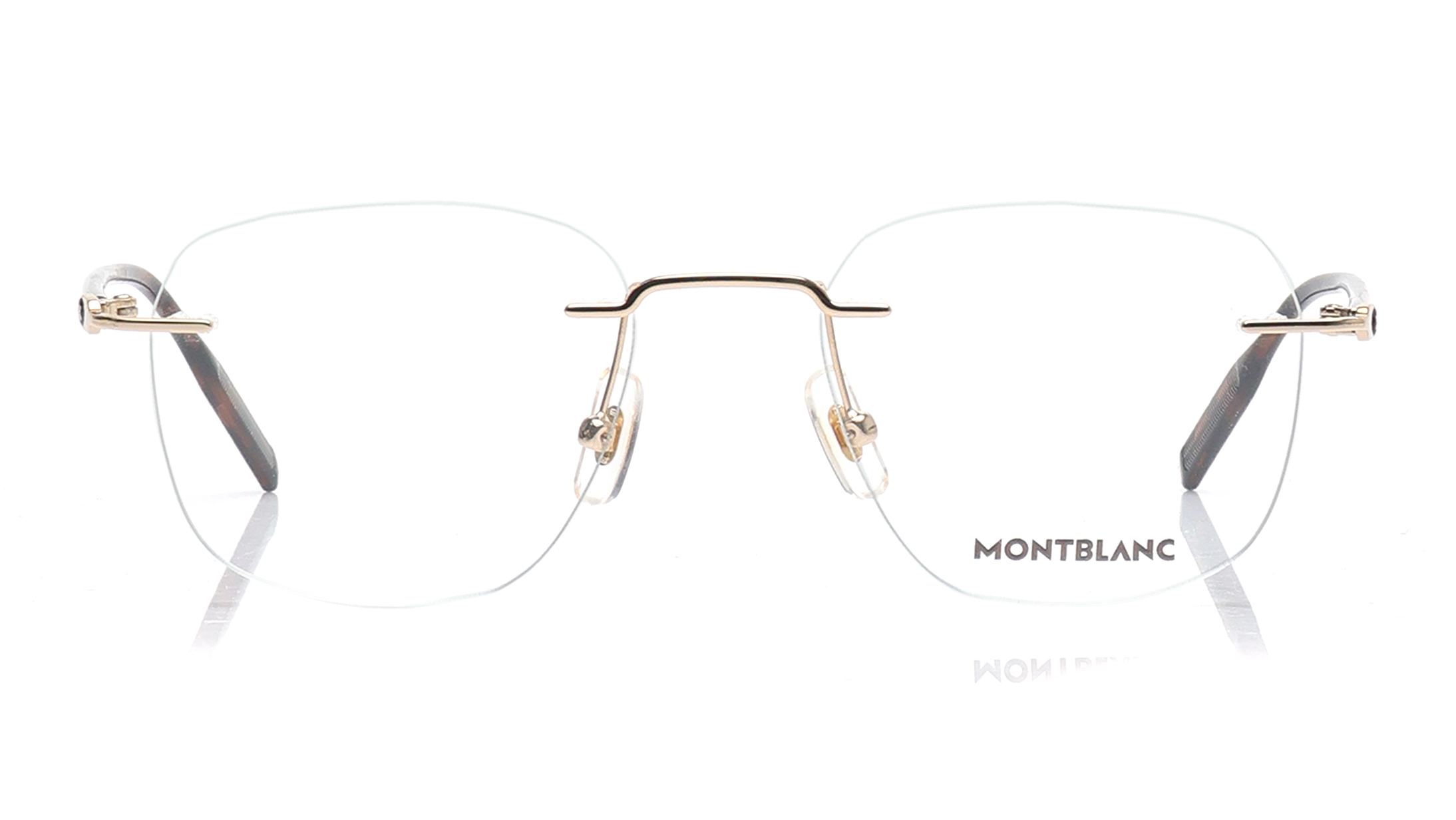 Image 1 of Gold Round Eyeglasses for Men from Montblanc Available at Titan Eye+