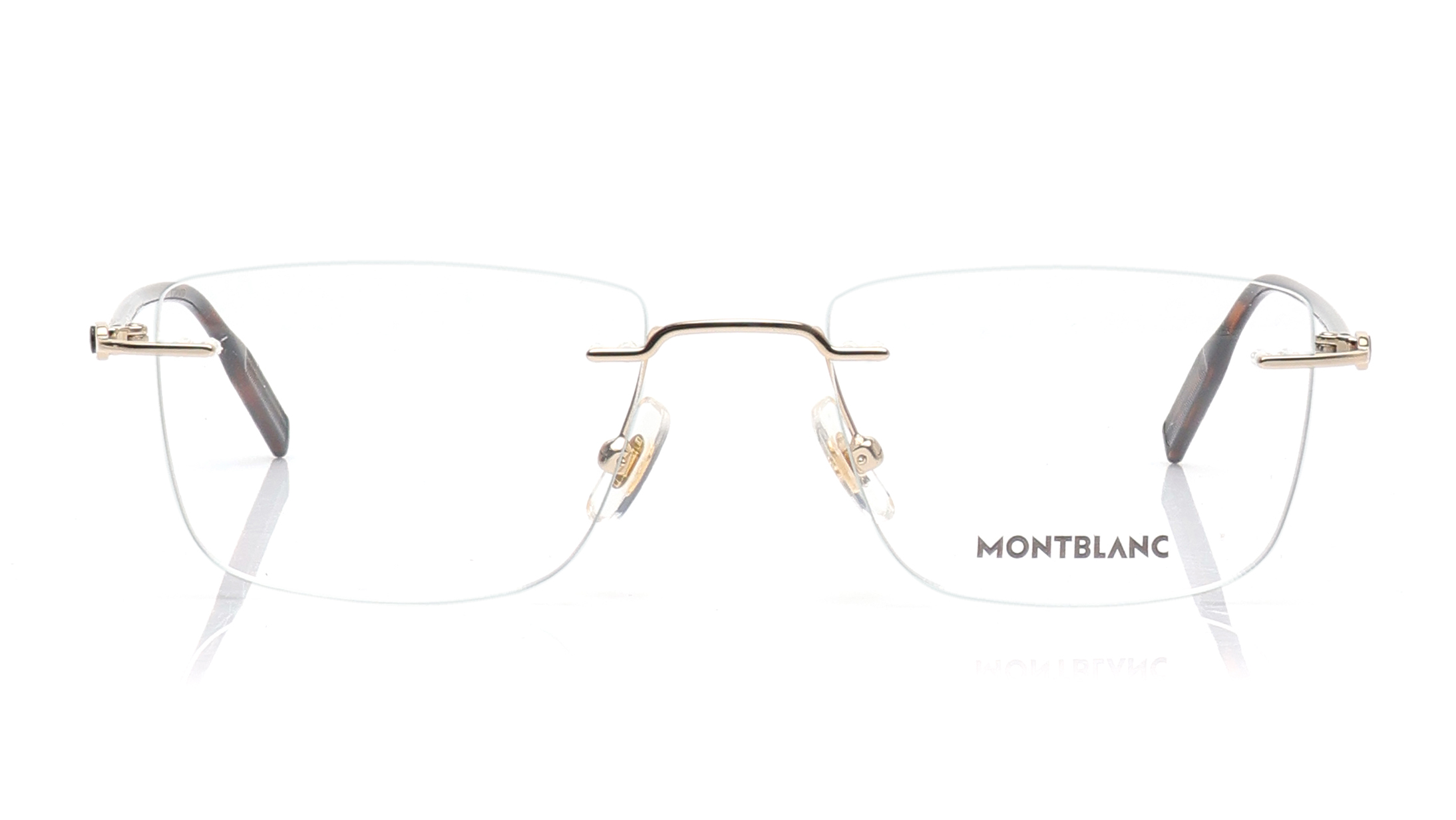 Image 1 of Gold Rectangle Eyeglasses for Men from Montblanc Available at Titan Eye+
