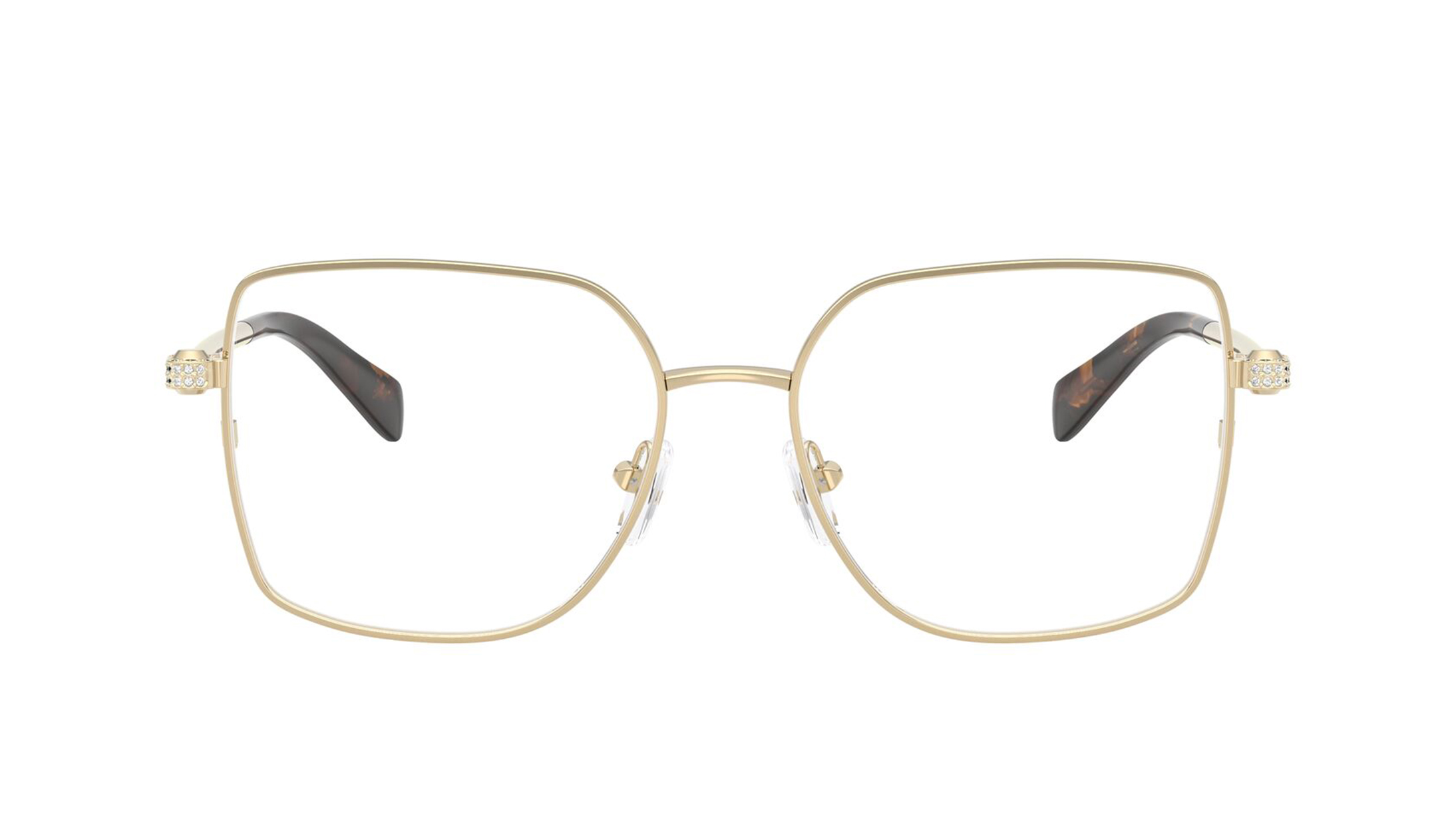 Image 1 of Gold Square Eyeglasses for Women from Michael Kors Available at Titan Eye+