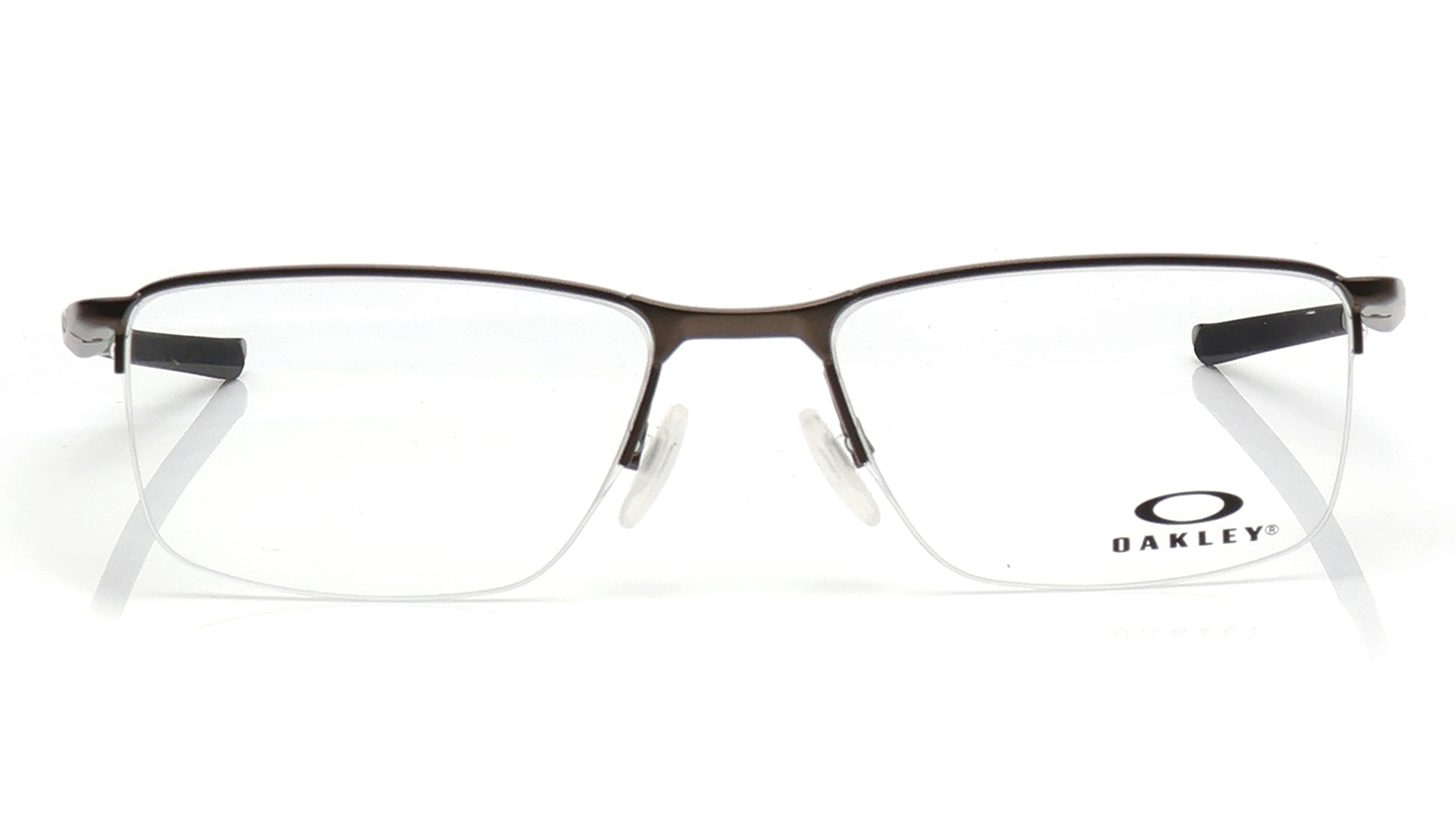 Image 1 of Grey Rectangle Rimless Eyeglasses for Men from Oakley Available at Titan Eye+