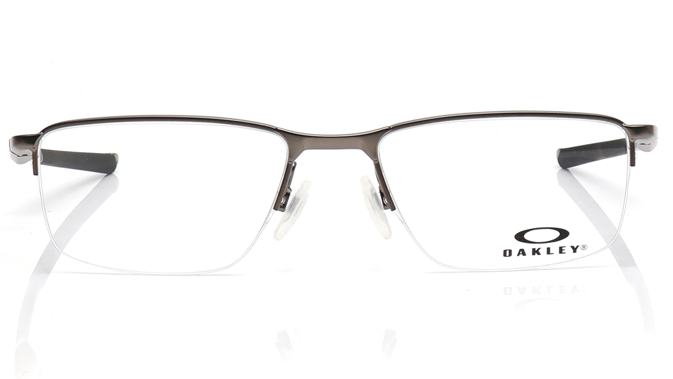 Image 1 of Gunmetal Rectangle Eyeglasses for Men from Oakley Available at Titan Eye+