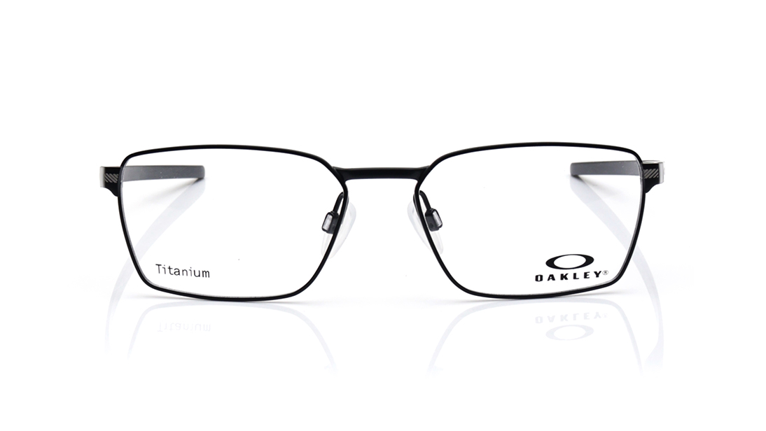Image 1 of Black Square Rimmed Eyeglasses for Men from Oakley Available at Titan Eye+