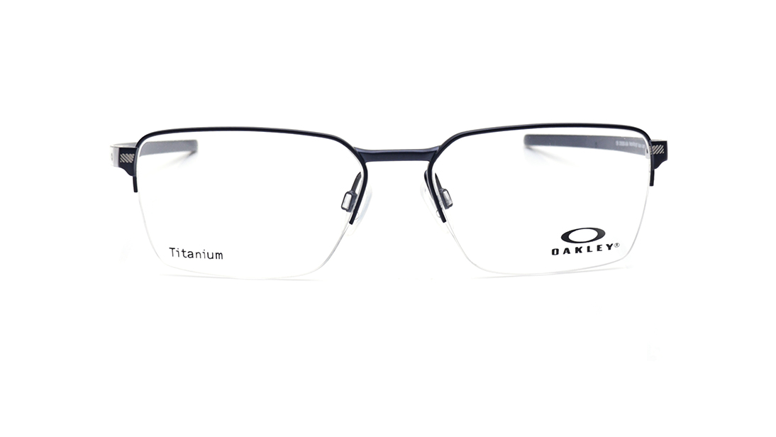 Image 1 of Blue Rectangle Semi-Rimmed Eyeglasses for Men from Oakley Available at Titan Eye+
