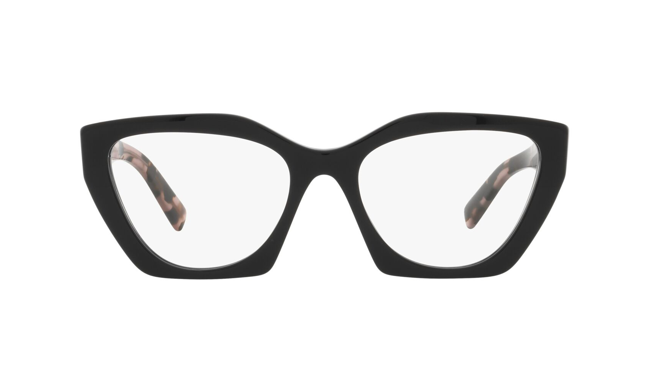 Image 1 of Black Irregular Eyeglasses for Women from Prada Available at Titan Eye+