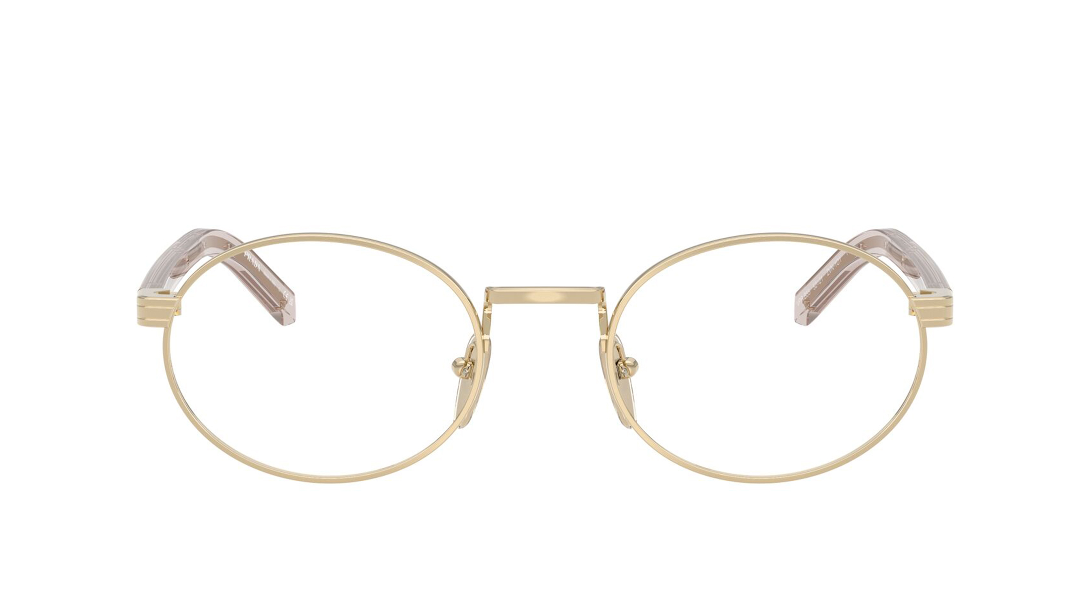 Image 1 of Gold Oval Eyeglasses for Women from Prada Available at Titan Eye+