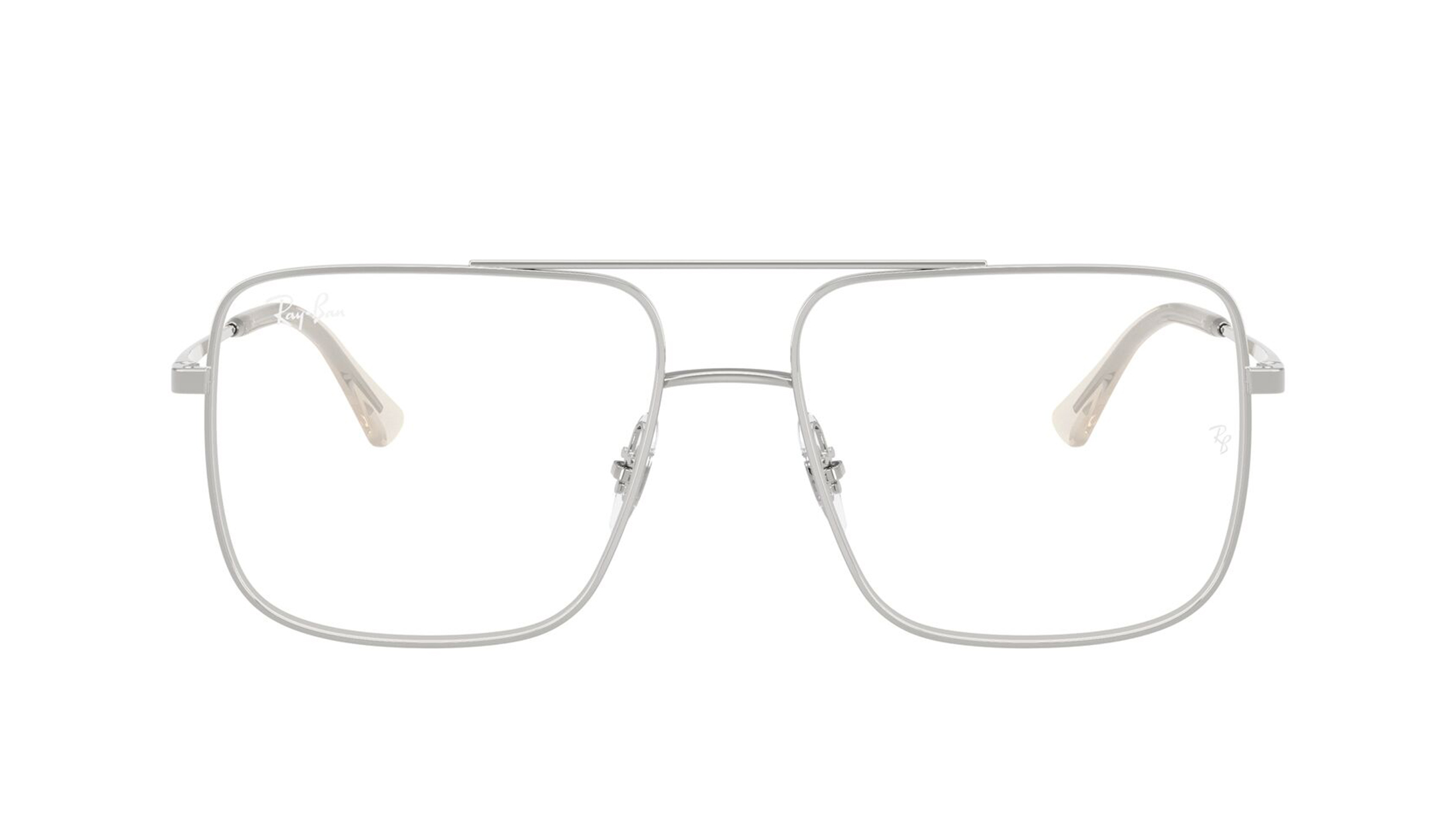 Image 1 of Silver Square Eyeglasses for Men and Women from Rayban Available at Titan Eye+